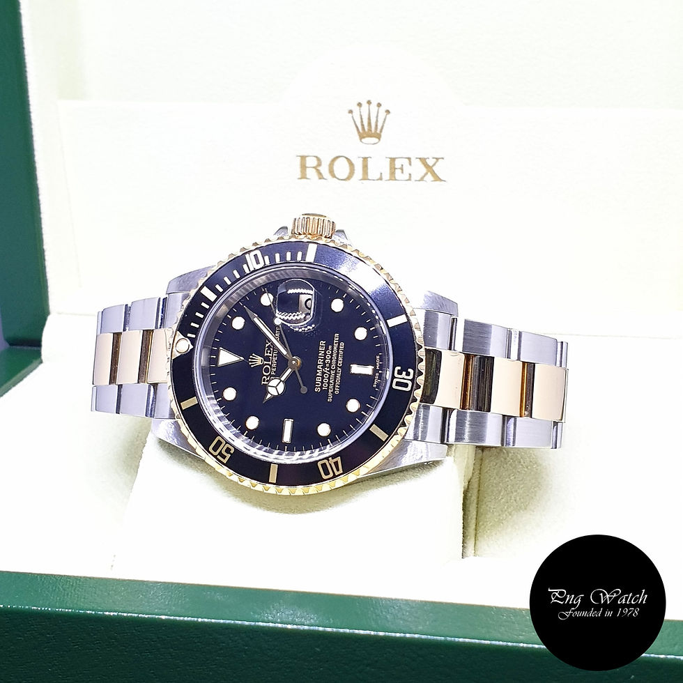 Thumbnail: Rolex Oyster Perpetual 18K Half Gold Black Submariner Date REF: 16613 (K Series)