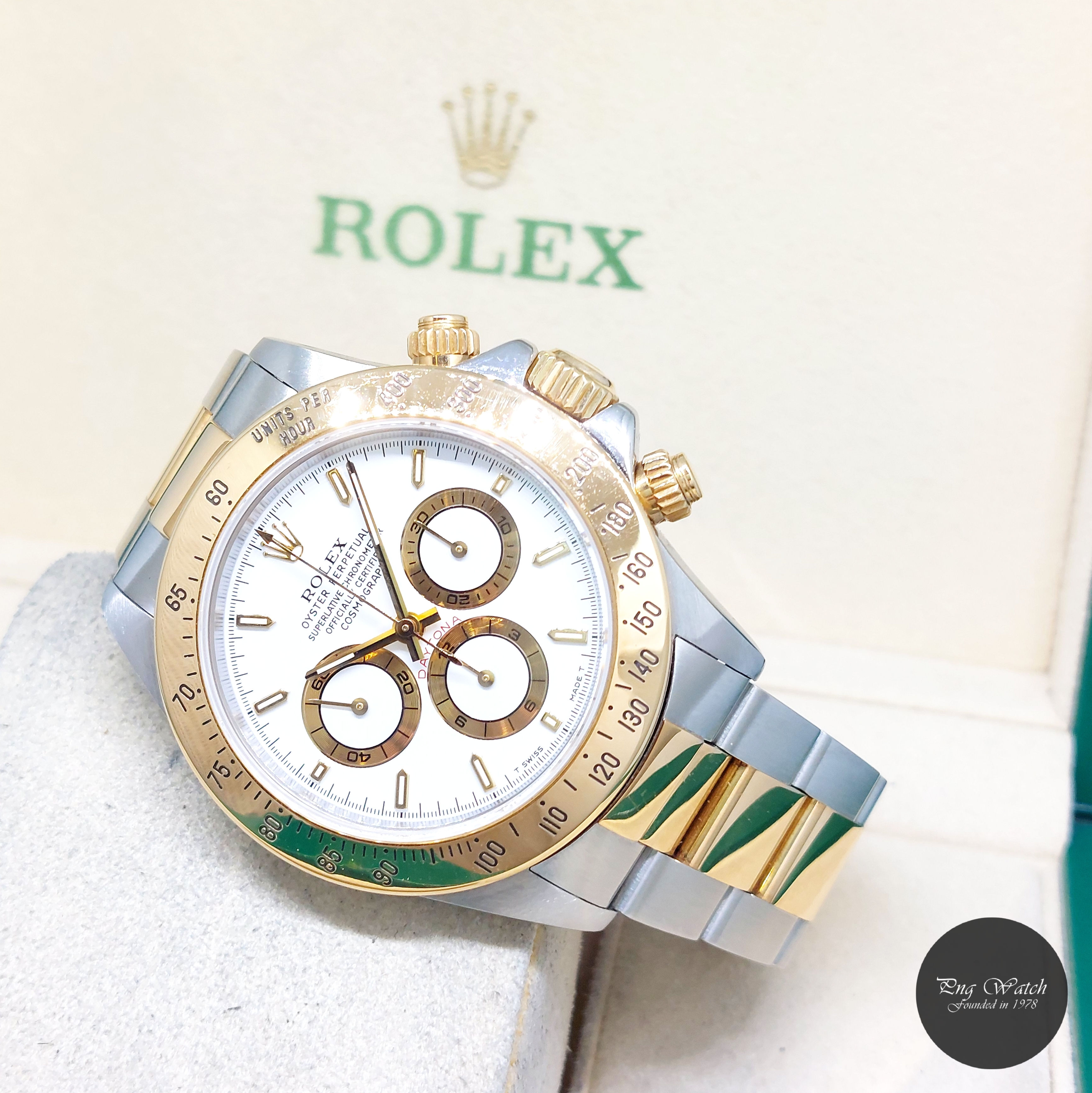 Rolex 40mm 18K Half YG White Sticks Dial "Zenith" Daytona REF: 16523 (T)