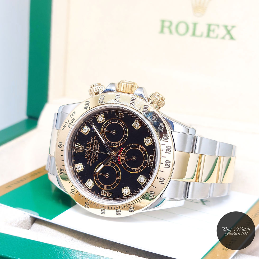 Thumbnail: Rolex 40mm 18K Half YG Black Diamonds Daytona REF: 116523 (Box & Cert-2015)