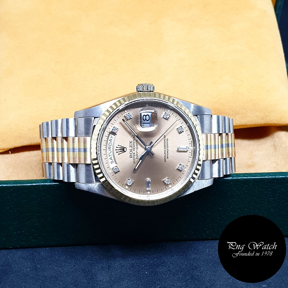 Thumbnail: Rolex 18K Full Gold "Tridor" OP Champagne Brown Vignette Day-Date REF: 18239BIC