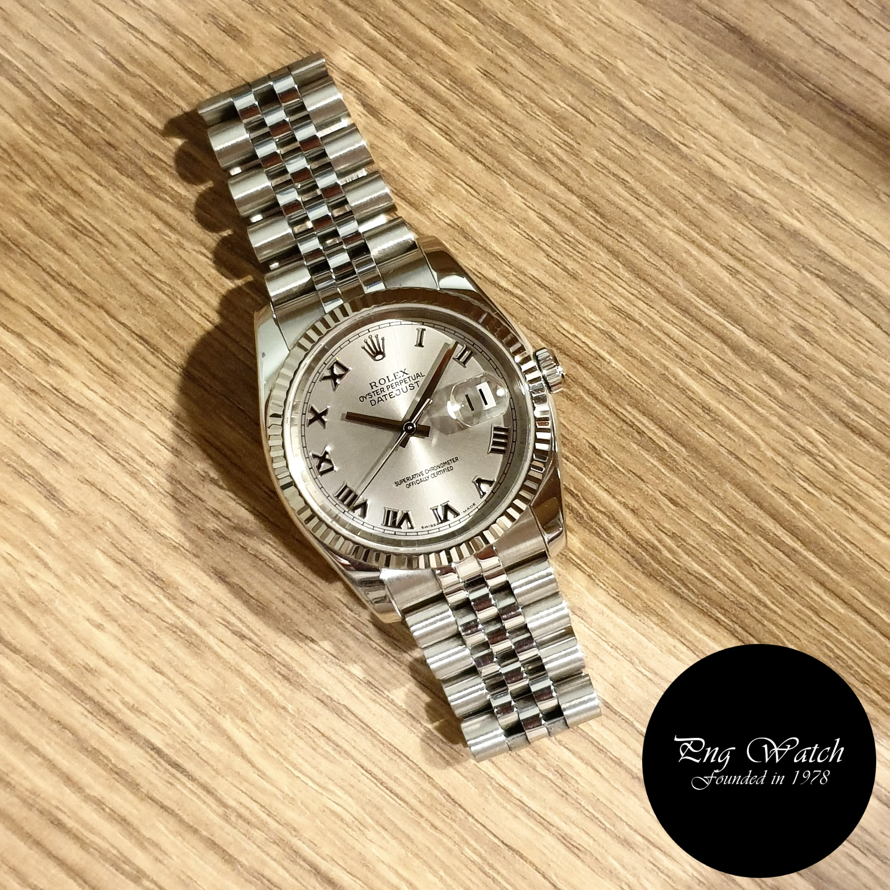 Rolex Oyster Perpetual Silver Roman Datejust REF: 116234 (2)