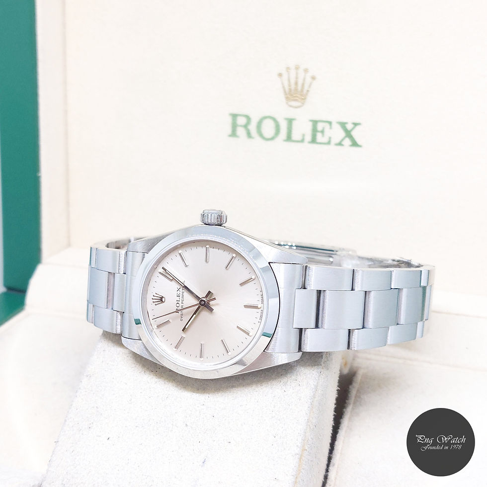 Thumbnail: Rolex 31mm Silver Sticks Dial Oyster Perpetual REF: 67480 (Pouch & Cert-1994)
