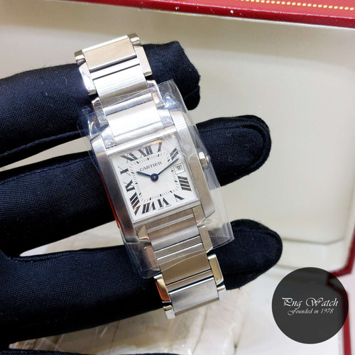 Cartier 25mm X 30mm Ivory Roman Dial Mid Sized Tank Francaise REF: 2465 ...