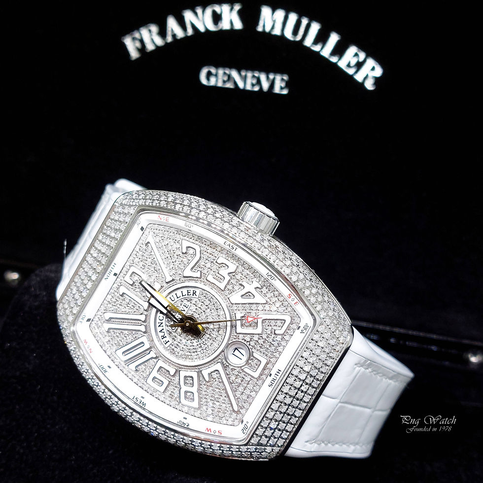 Franck Muller 45mm Pave Diamonds Setting White Vanguard REF: V45 SC DT AC BC