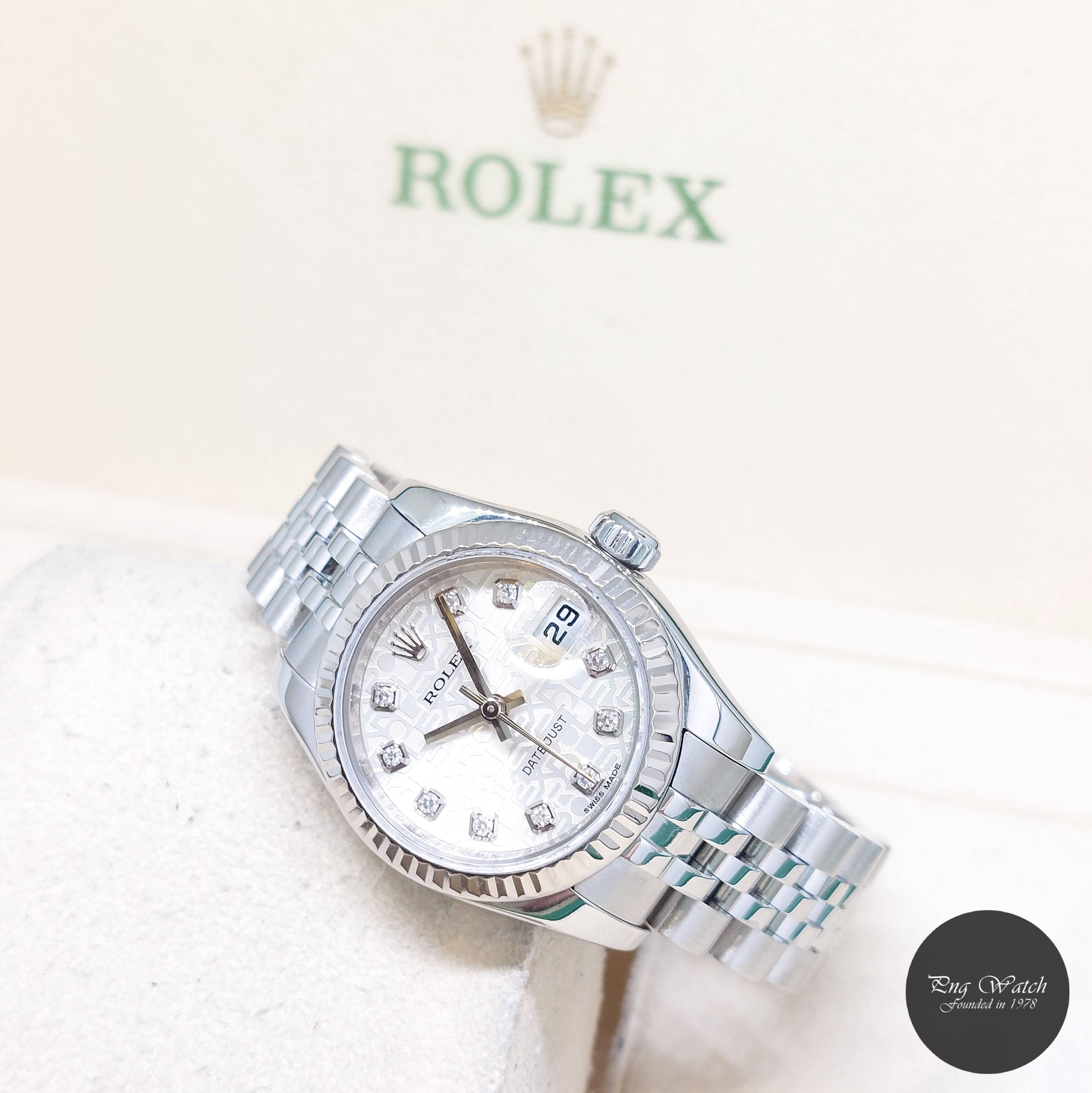 Rolex 26mm Oyster Perpetual Silver Jubilee Diamonds Lady Datejust REF: 179174