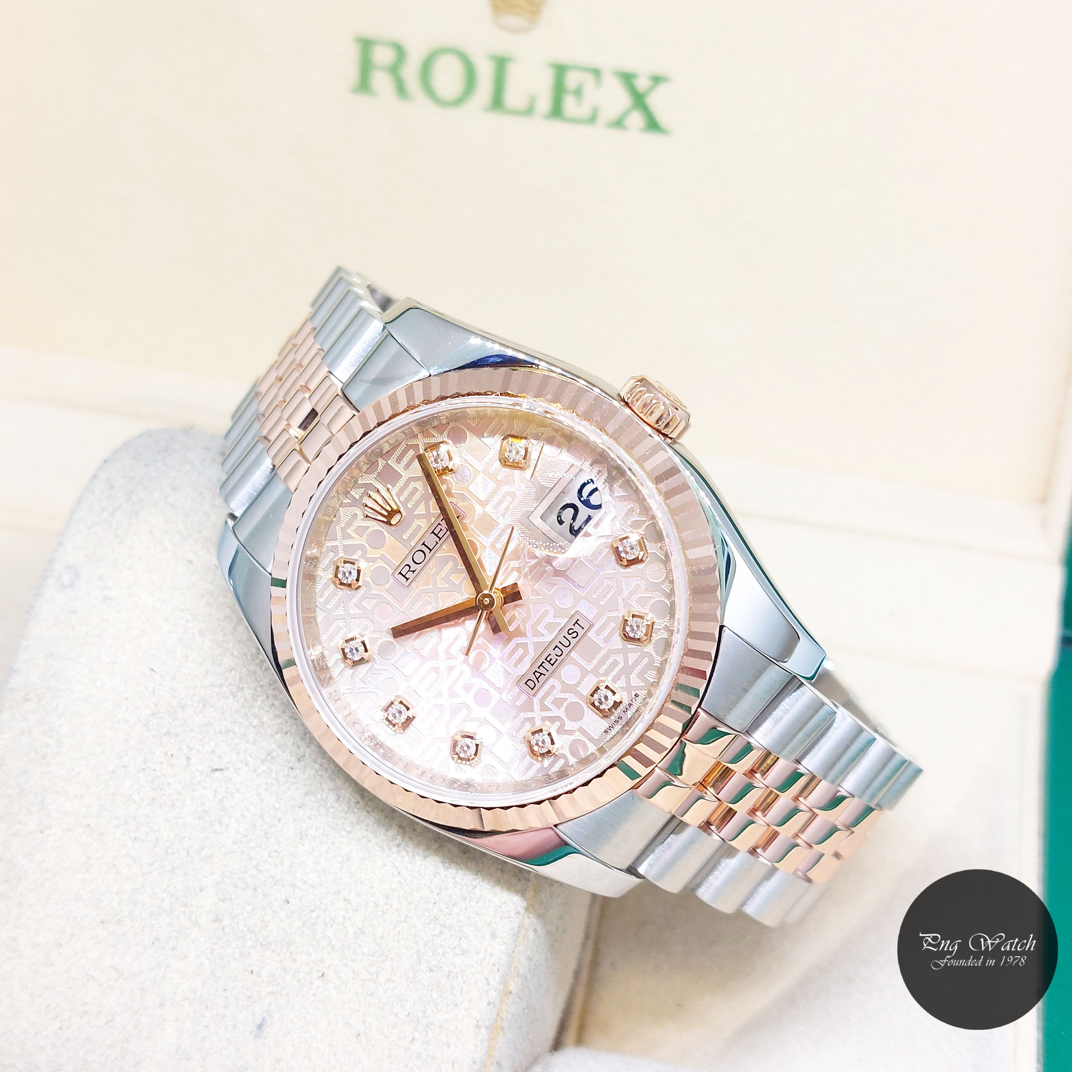 Rolex 36mm 18K Half RG Pink Jubilee Diamonds Dial Datejust REF: 116231 (AN)