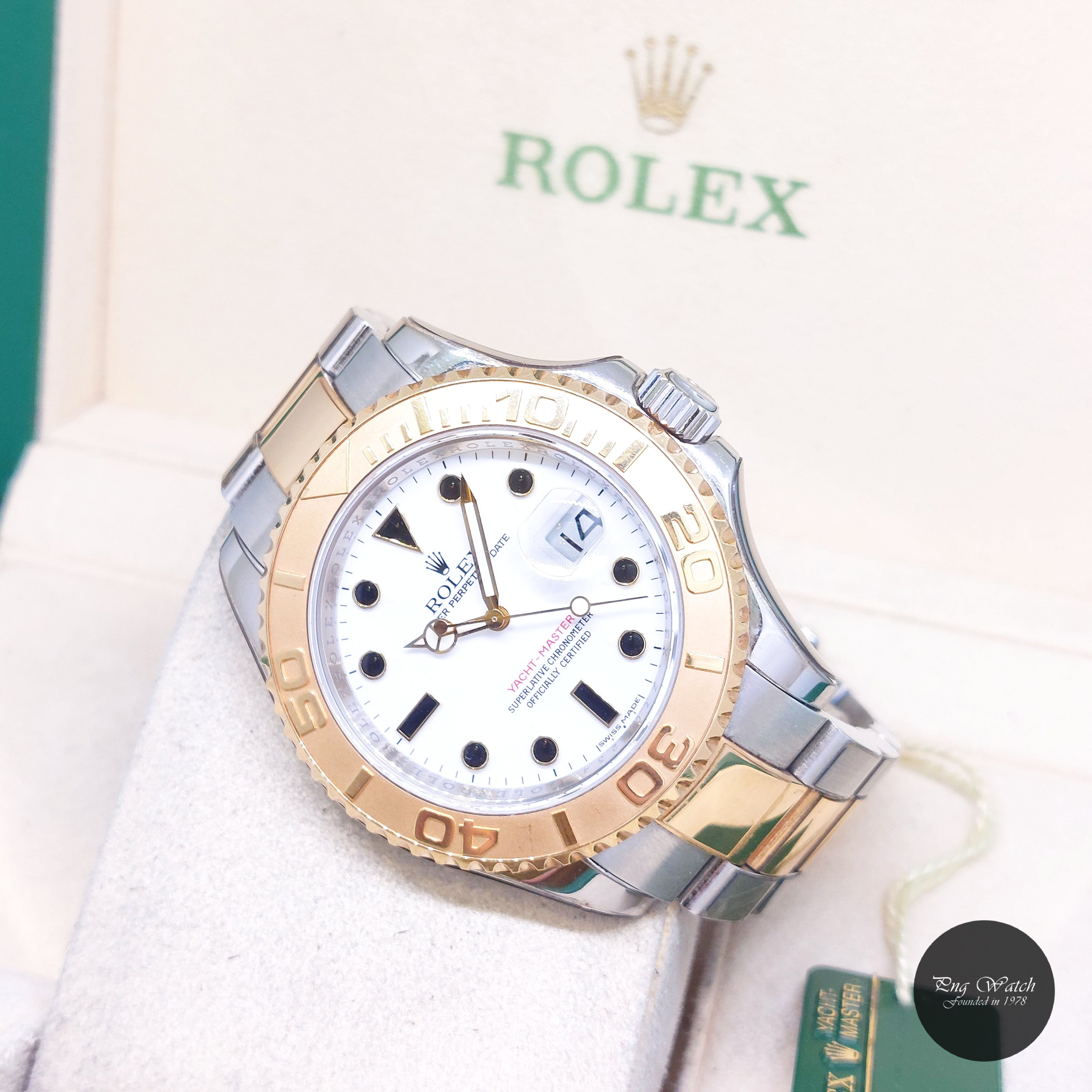 Rolex 40mm 18K Half Yellow Gold White Dial Yachtmaster REF: 16623 (Z)