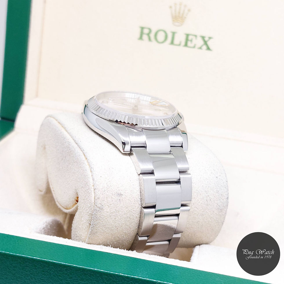 Thumbnail: Rolex 34mm Silver Diamonds Dial Oyster Perpetual Date REF: 115234 (AN Series)