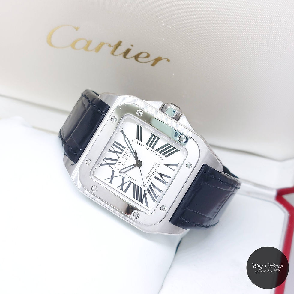 Cartier 35.6mm x 44.2mm Silver Opaline Medium Santos 100 REF: W20106X8 (2015)