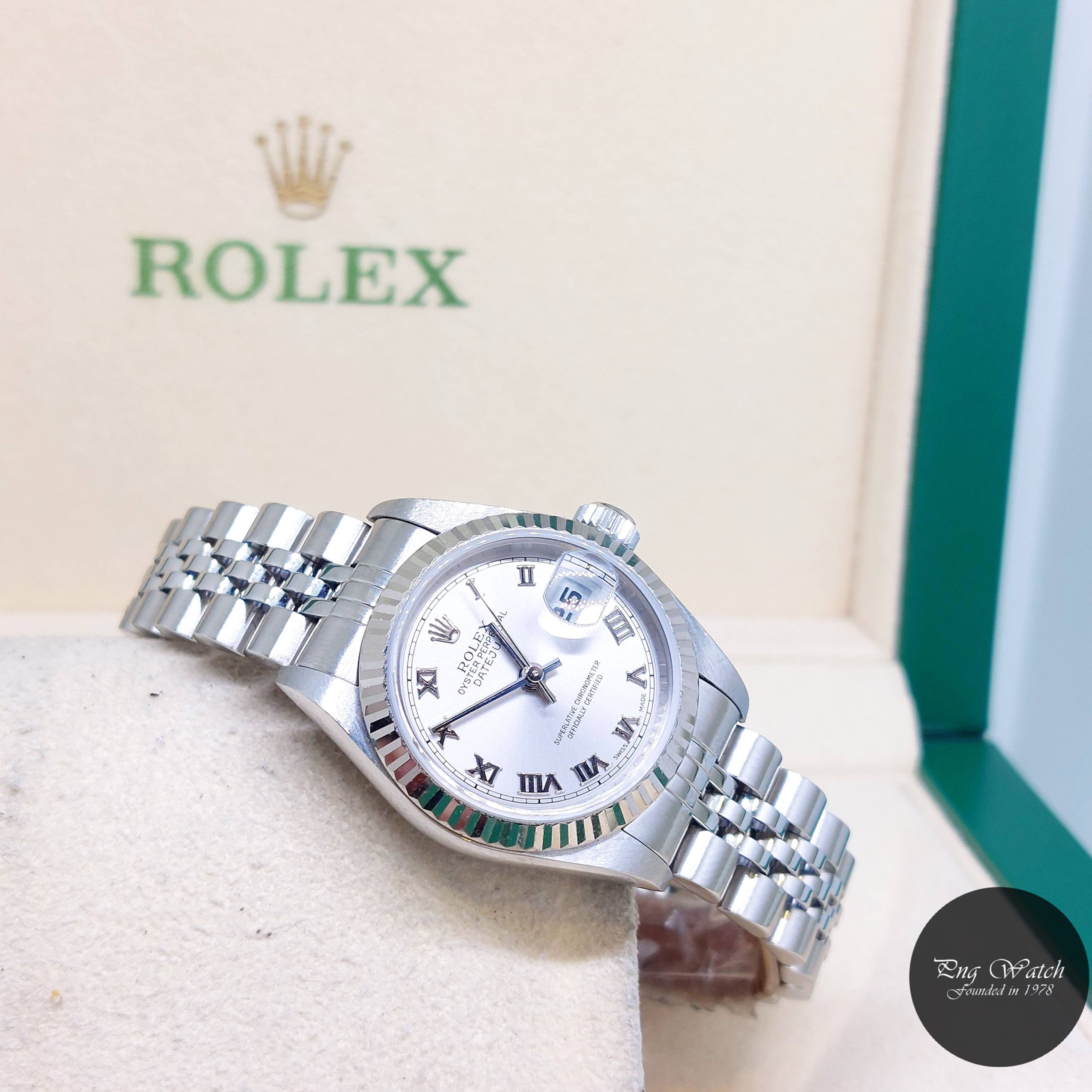 Rolex 26mm Oyster Perpetual Rhodium Roman Dial Datejust REF: 79174 (Y Series)
