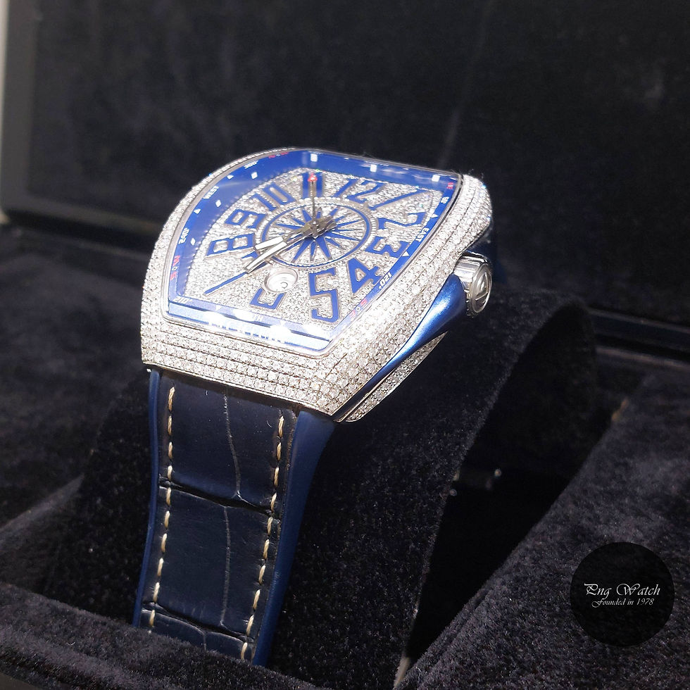 Thumbnail: Franck Muller 45mm Pave Diamonds Numerals Set Blue Vanguard Yachting REF: V45