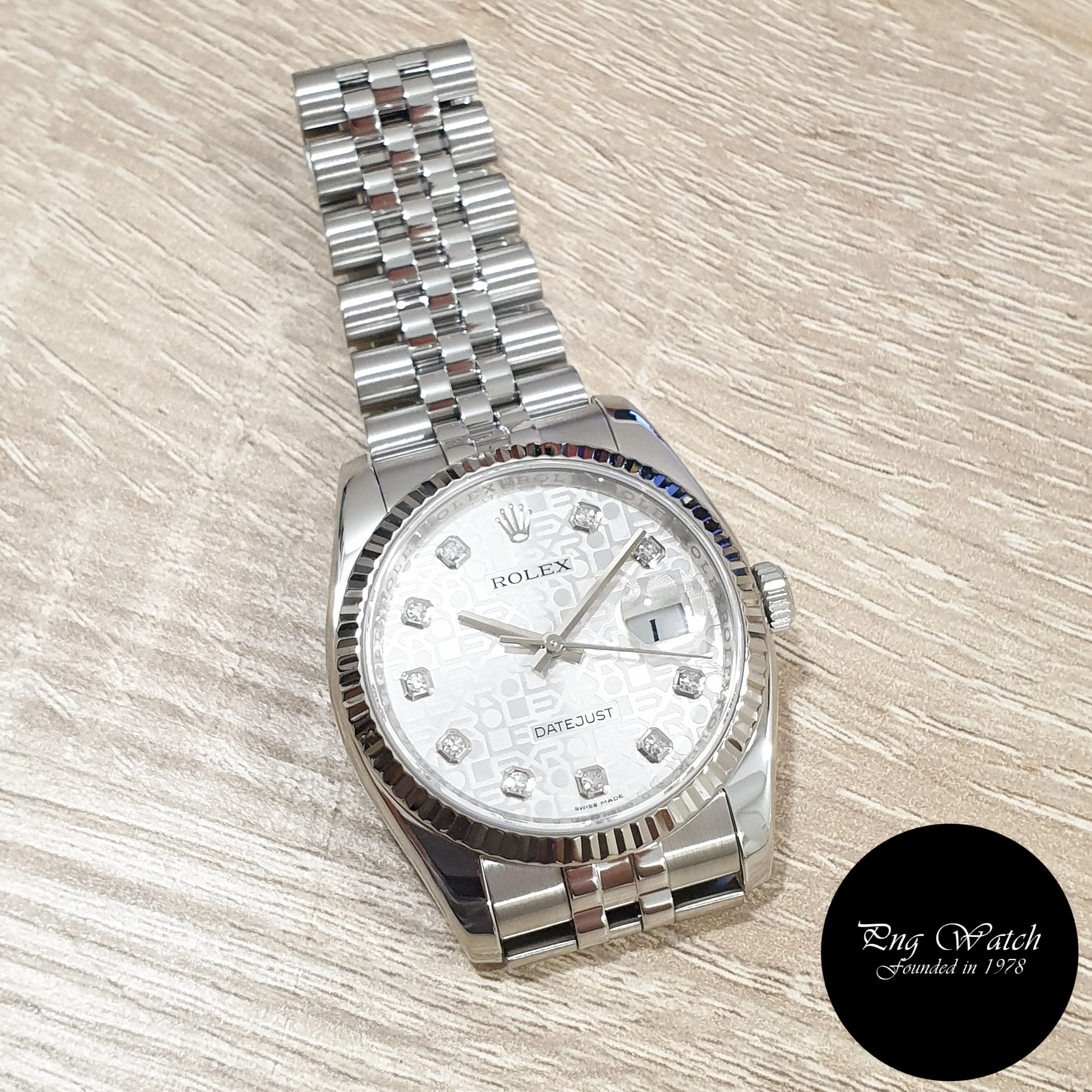 Rolex OP 36mm Silver Computer Diamonds Datejust REF: 116234 (AN)(2)