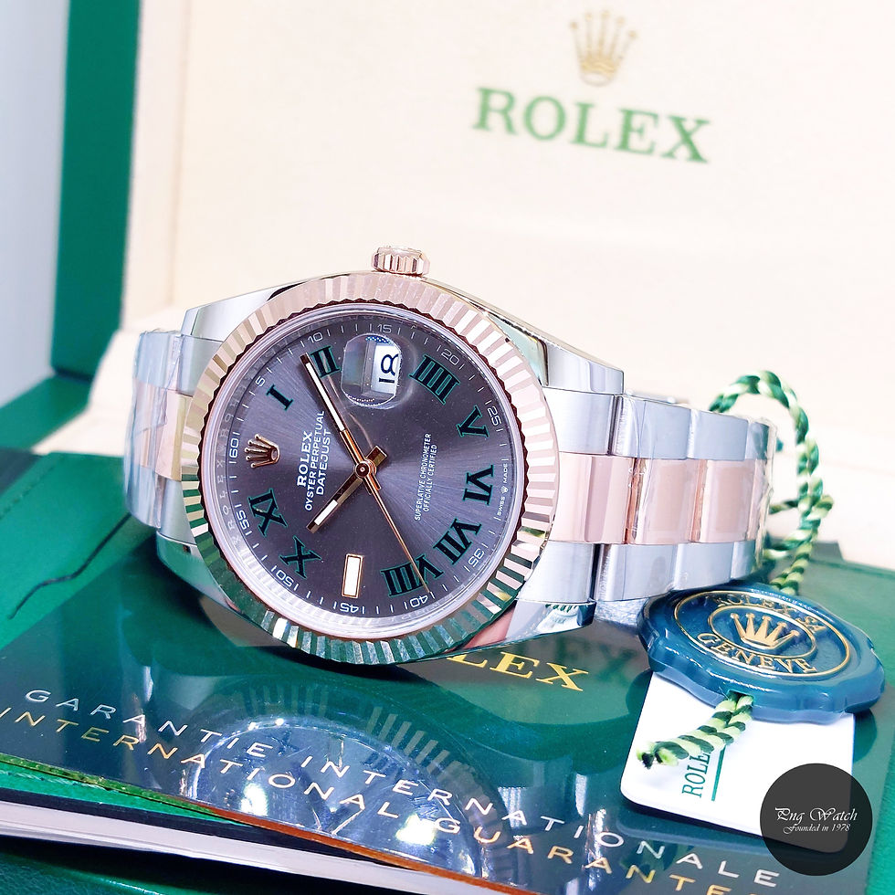 Thumbnail: Rolex 41mm 18K Half Rose Gold Grey Wimbledon Roman Datejust REF: 126331 (24)