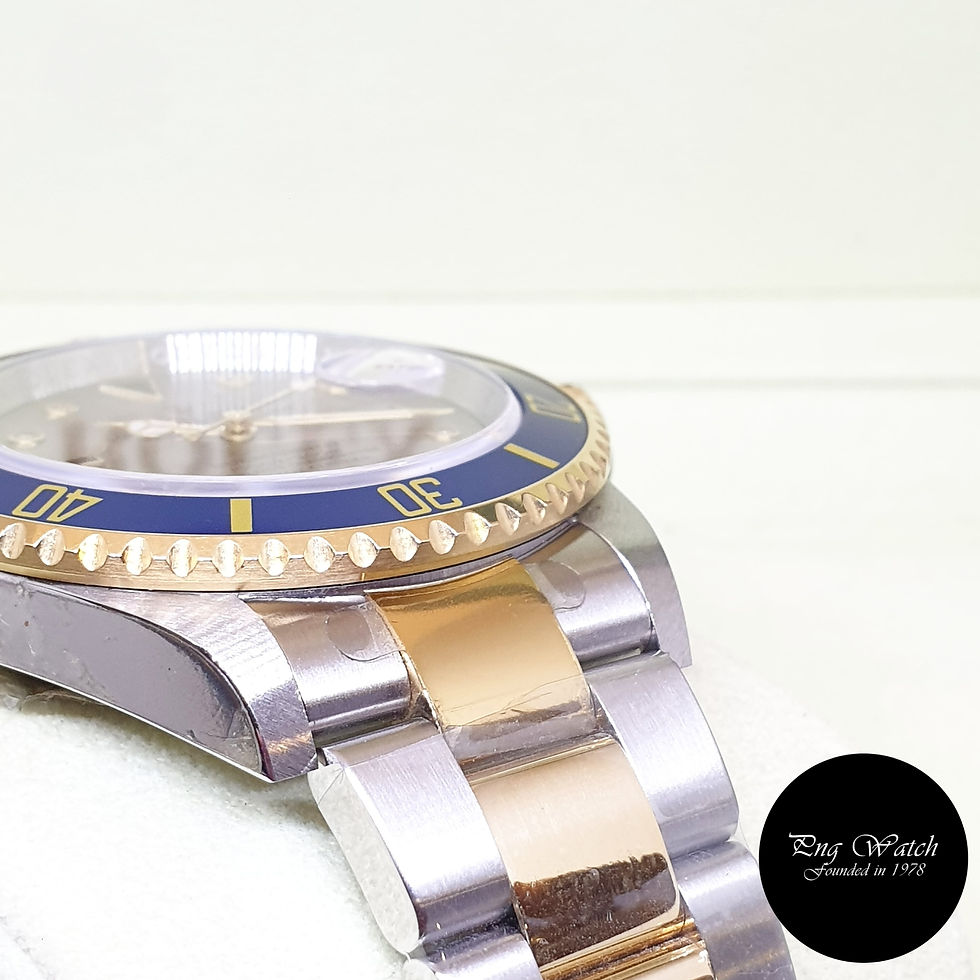 Thumbnail: Rolex OP 18K Half Gold Grey Serti Diamonds Submariner Date REF: 16613