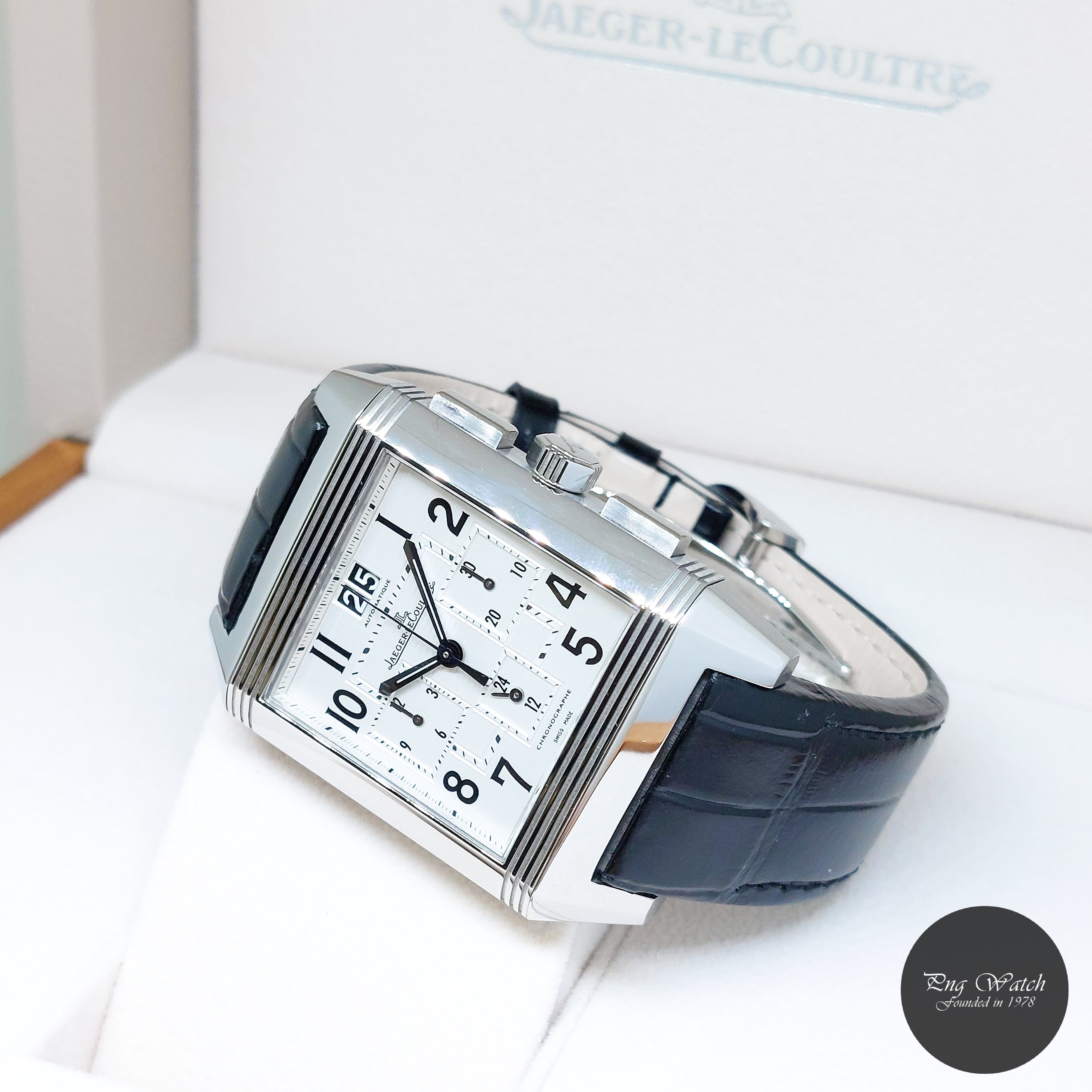 Jaeger Lecoultre 35mm X 51mm White Dial Reverso Squadra Chrono GMT REF: Q7018620