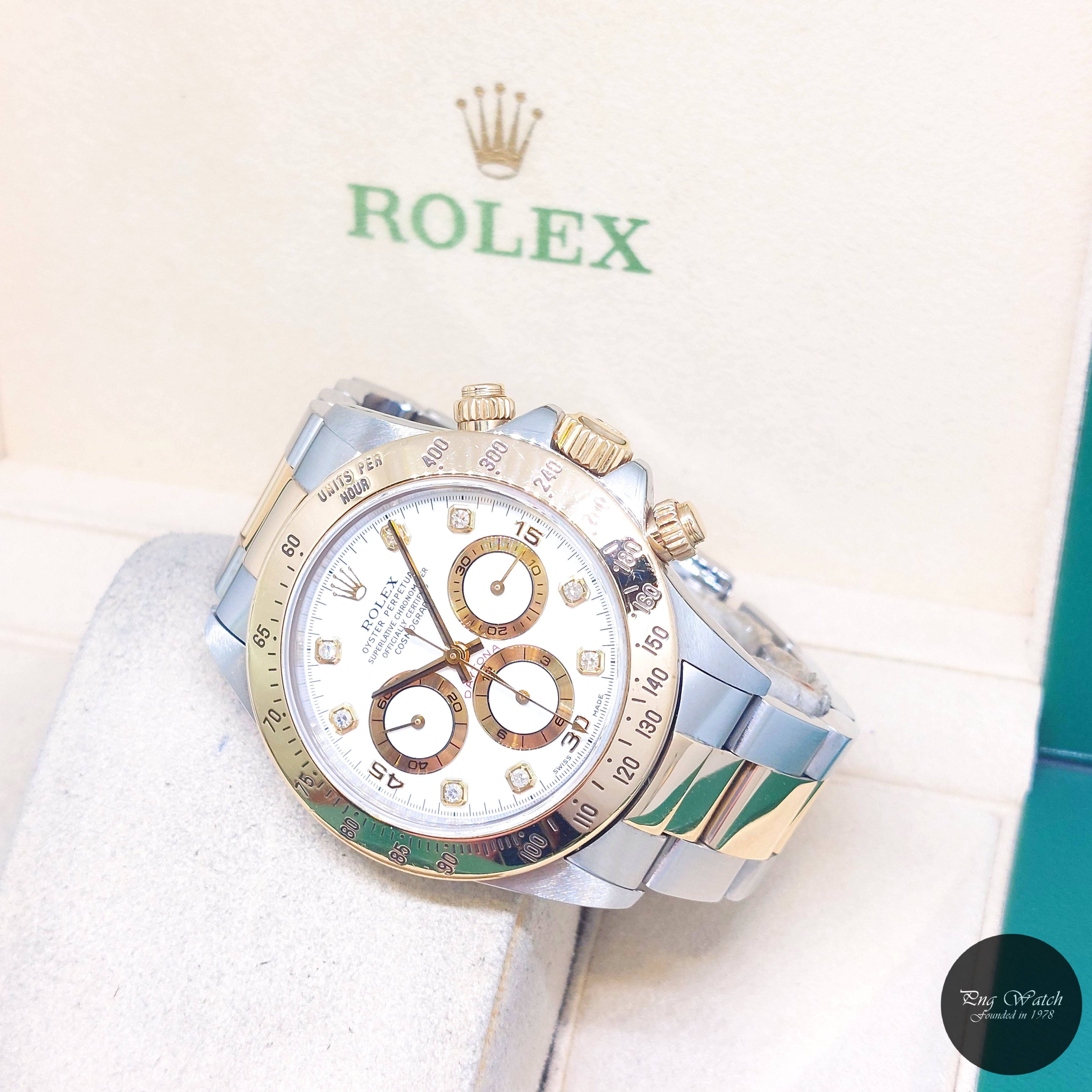 Rolex 40mm 18K Half YG White Diamonds Dial "Zenith" Daytona REF: 16523 (U)