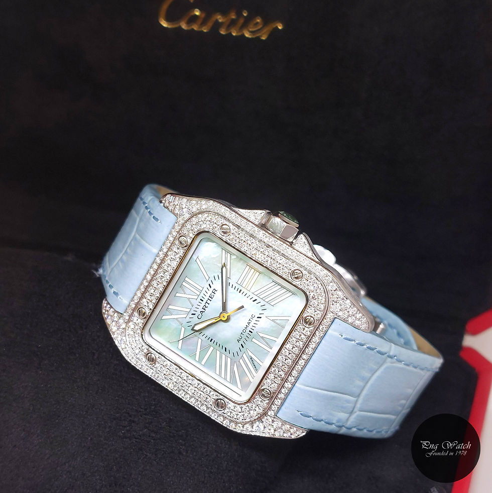 Thumbnail: Cartier 35.6mm x 44.2mm MOP Roman Dial Diamonds Medium Santos 100 REF: W20132X8