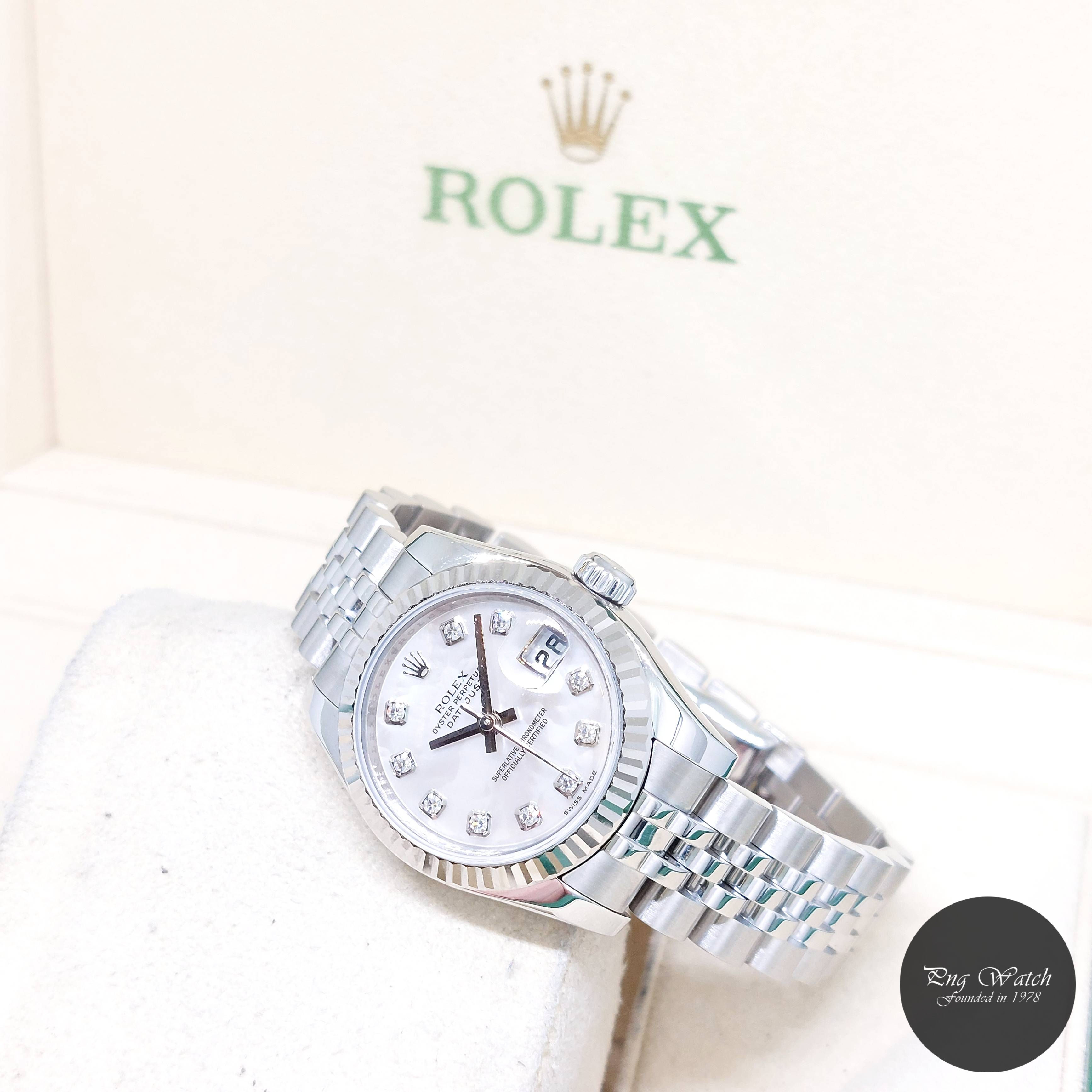 Rolex 26mm Oyster Perpetual MOP Diamonds Dial Lady Datejust REF: 179174 (2009)