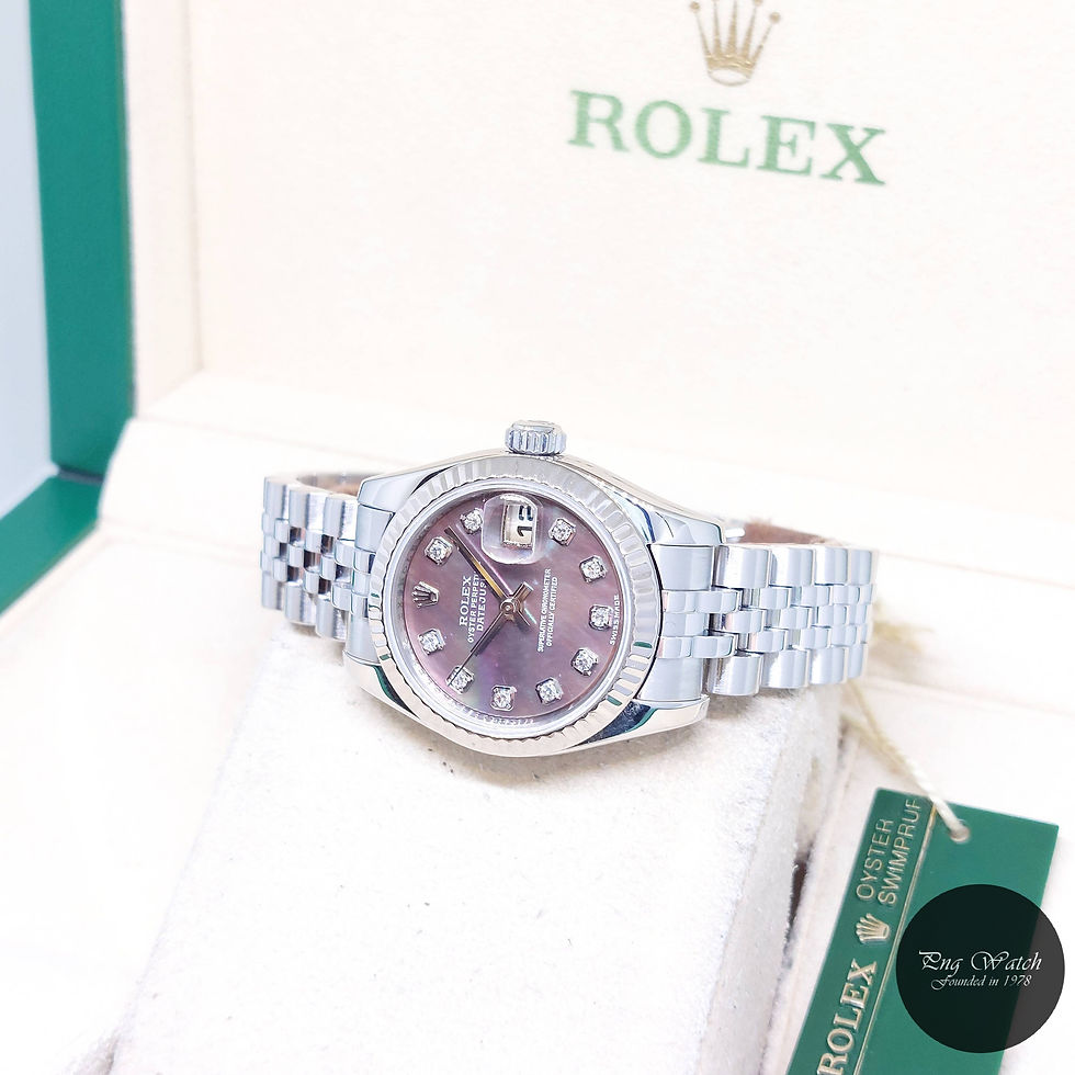 Thumbnail: Rolex 26mm Oyster Perpetual Tahitian MOP Diamonds Dial Lady Datejust REF: 179174