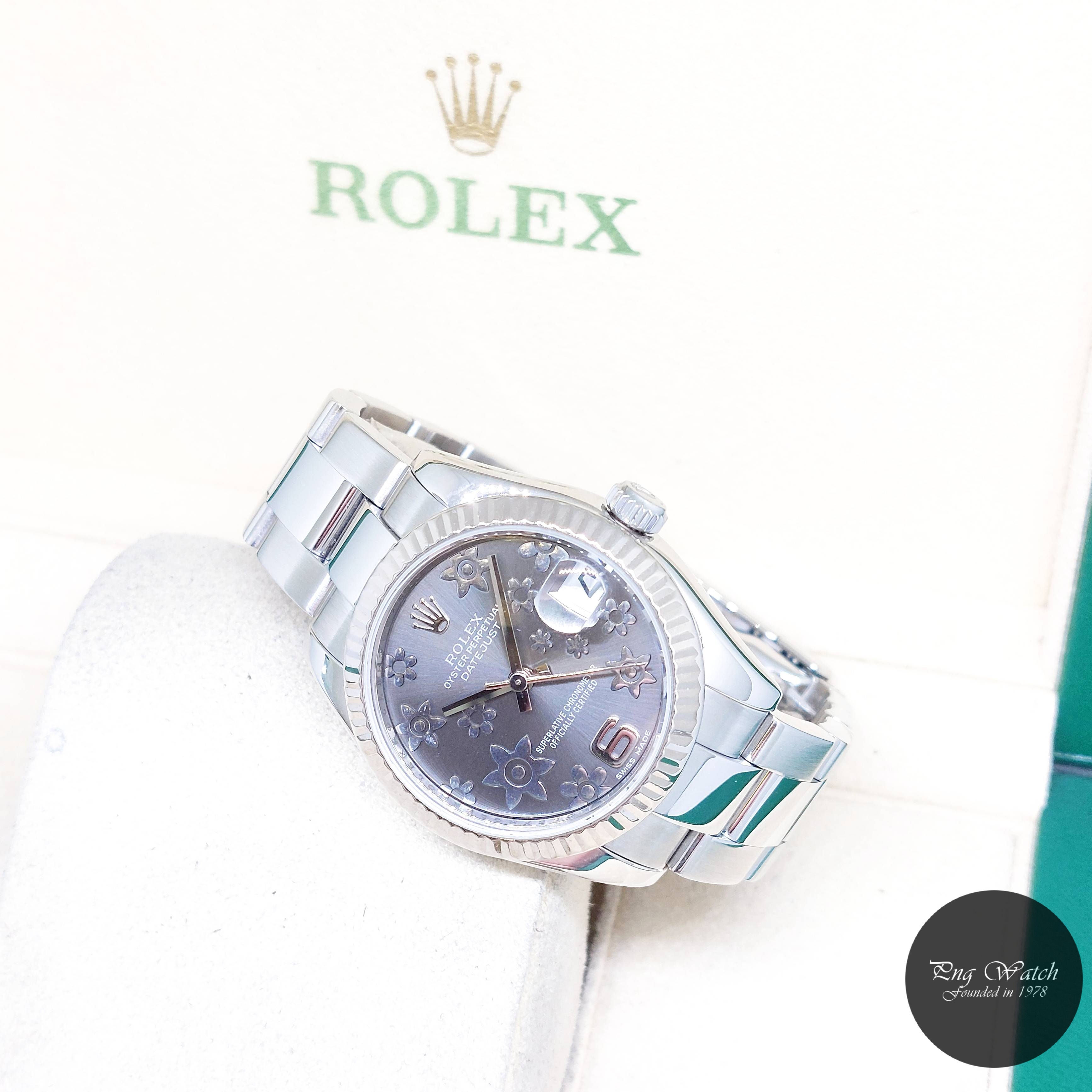 Rolex 31mm Oyster Perpetual Grey Floral Dial Datejust REF: 178274 (Z Series)