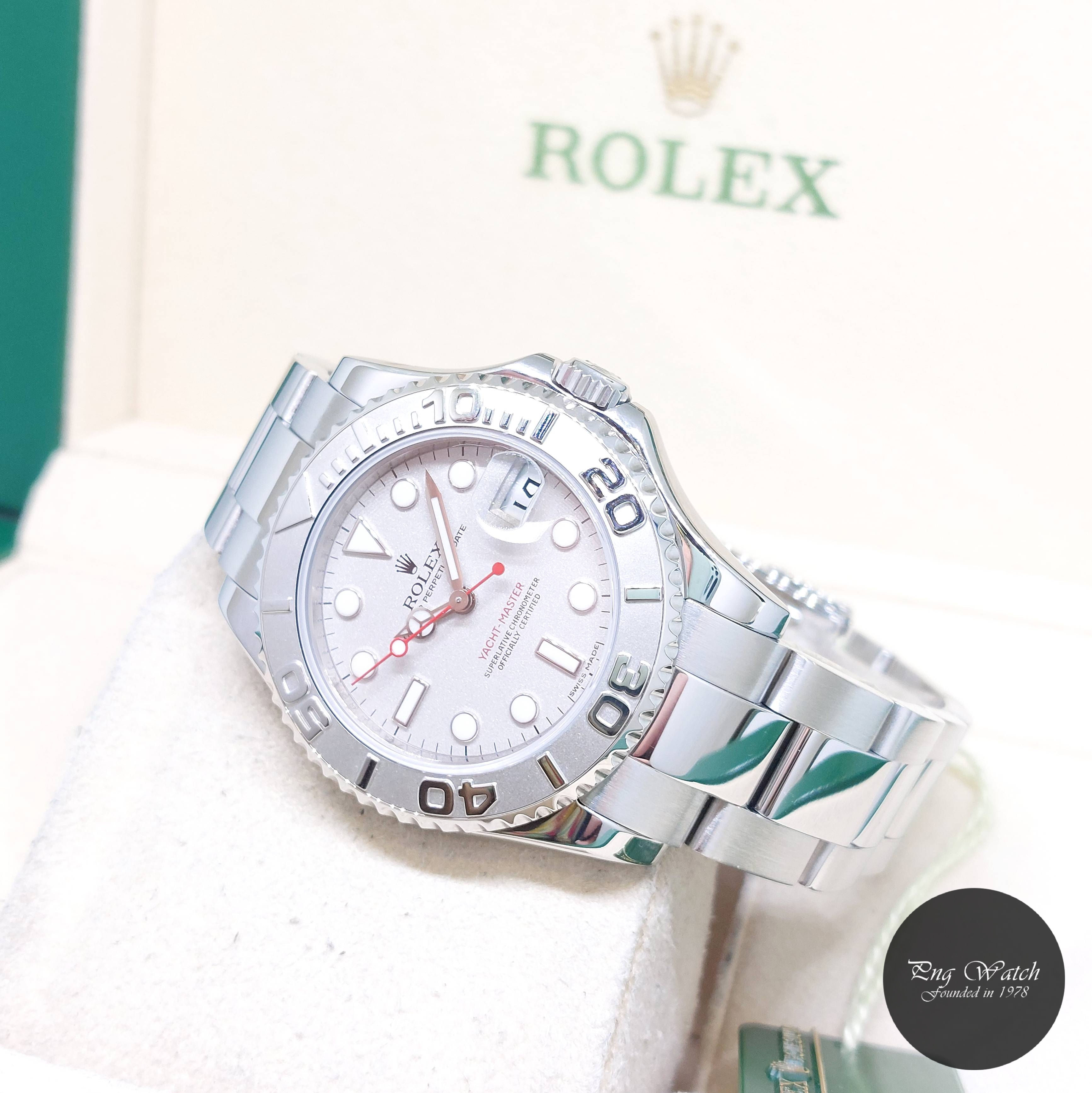 Rolex 35mm Oyster Perpetual Platinum Dial Yachtmaster REF: 168622 (AN Series)
