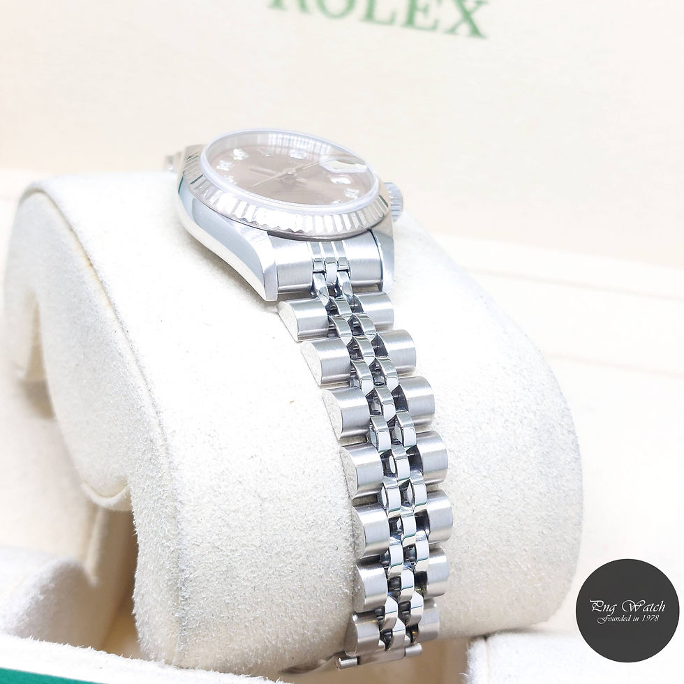 Thumbnail: Rolex 26mm Salmon Brown Diamonds Dial Lady Datejust REF: 79174 (Y Series)