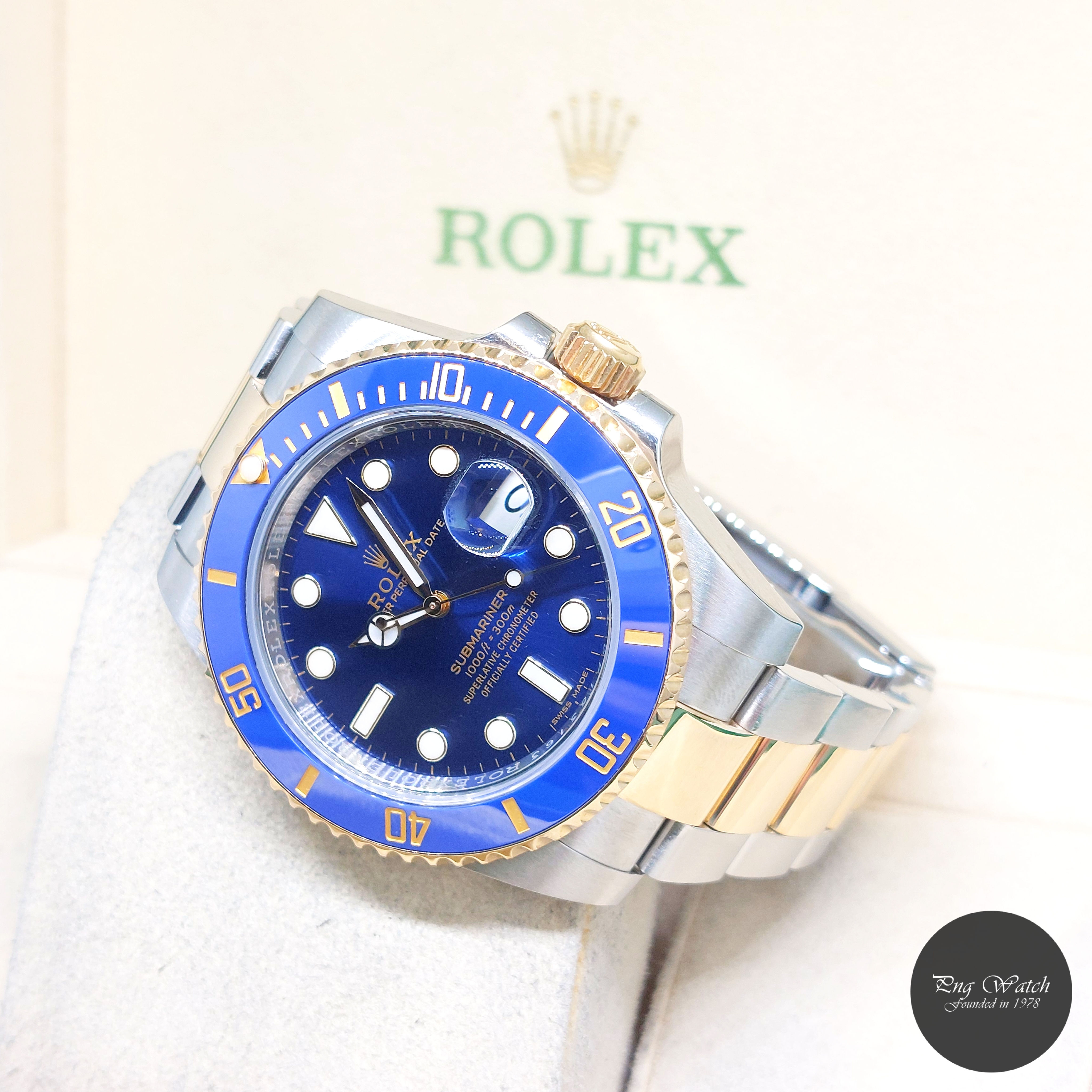 Rolex 40mm 18K Half YG Ceramic Bezel Blue Dial Submariner REF: 116613LB (2019)