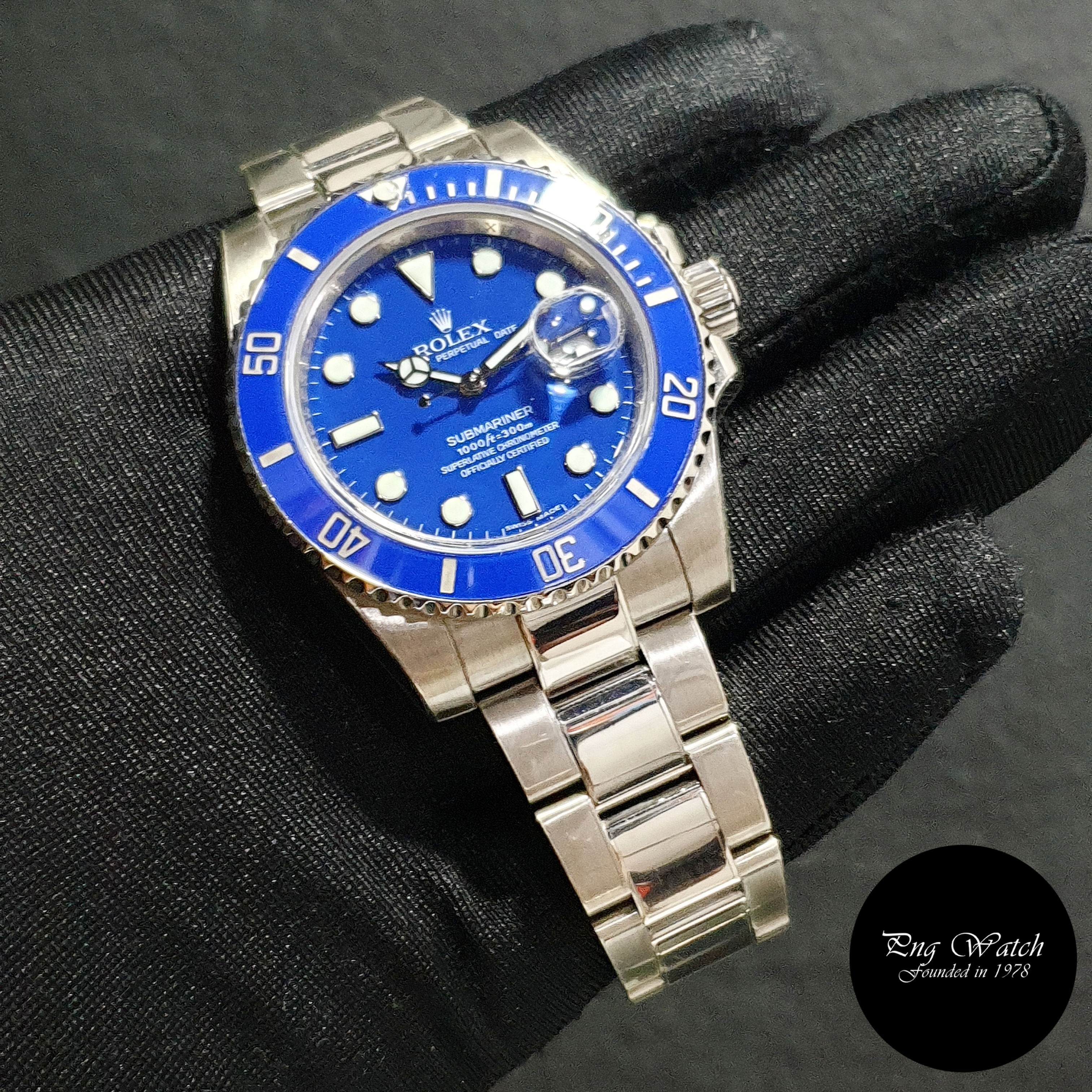 Rolex 18K Full White Gold "SMURF" Blue Submariner Date REF: 116619LB