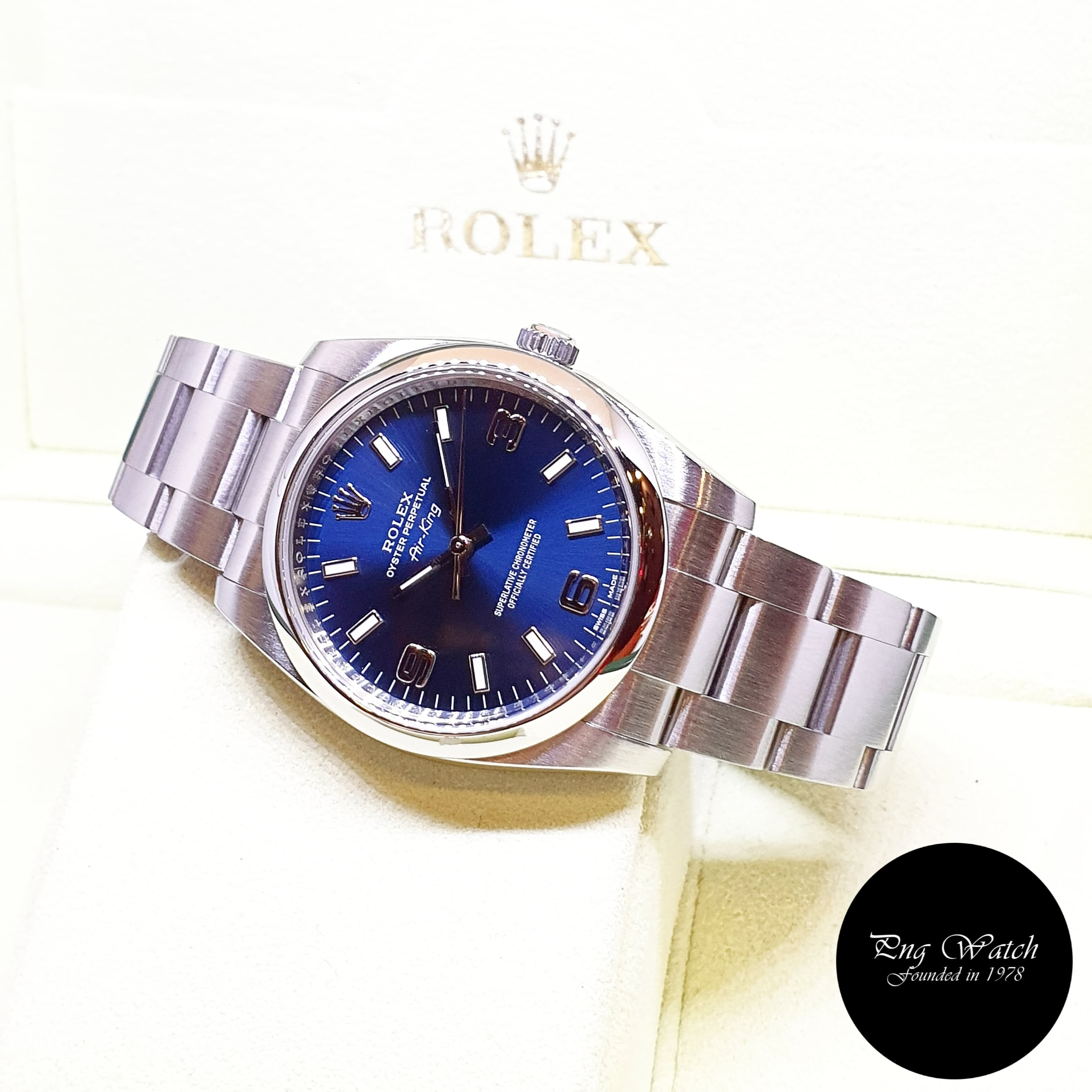 Rolex Oyster Perpetual 34mm Blue Air-King REF: 114200 (AN Series)