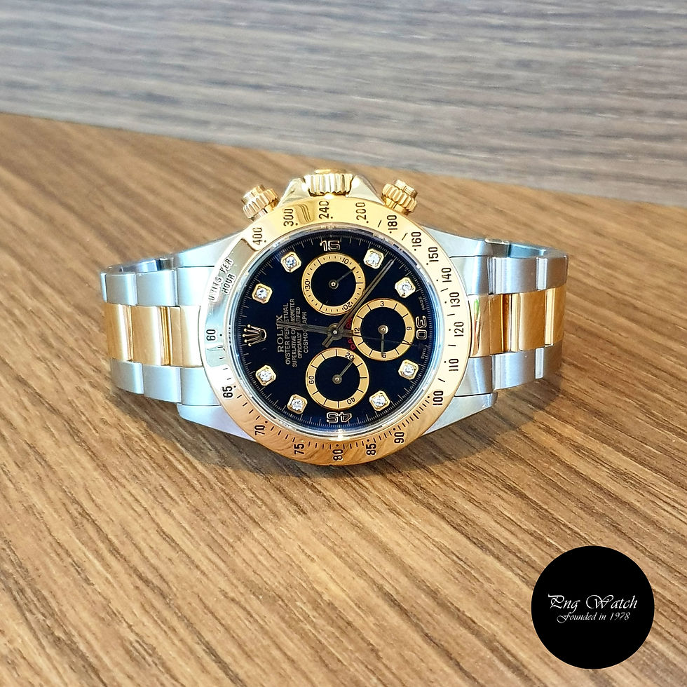 Rolex 18K Half Gold Black Diamonds "Inverted 6" Daytona REF: 16523 (2)