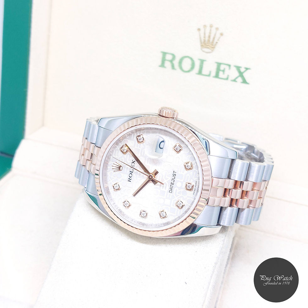Thumbnail: Rolex 36mm 18K Half Rose Gold Silver Jubilee Diamonds Dial Datejust REF: 116231
