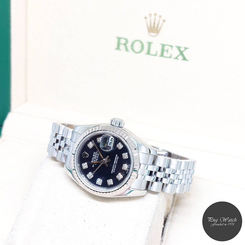 Thumbnail: Rolex 26mm Oyster Perpetual Black Diamonds Dial Lady Datejust REF: 179174 (D)