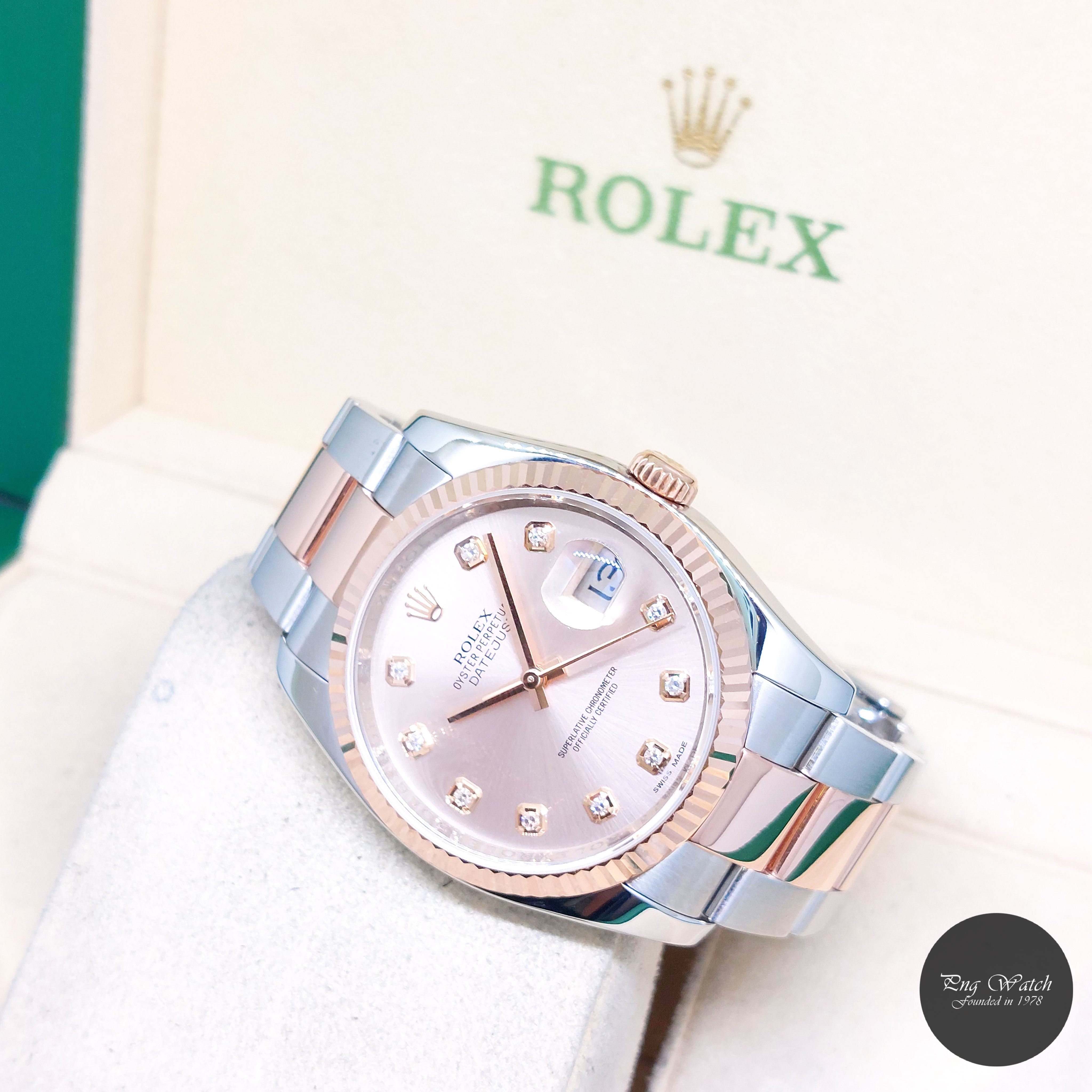 Rolex 36mm 18K Half Rose Gold Pink Diamonds Dial Datejust REF: 116231 (G Series)