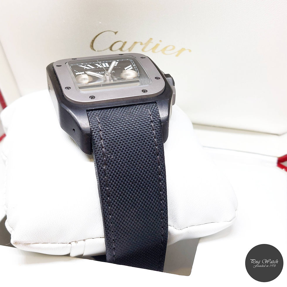 Thumbnail: Cartier 54.9mm X 46.55mm Black Roman Dial ADLC Stl & Tita Santos 100 XL Chrono