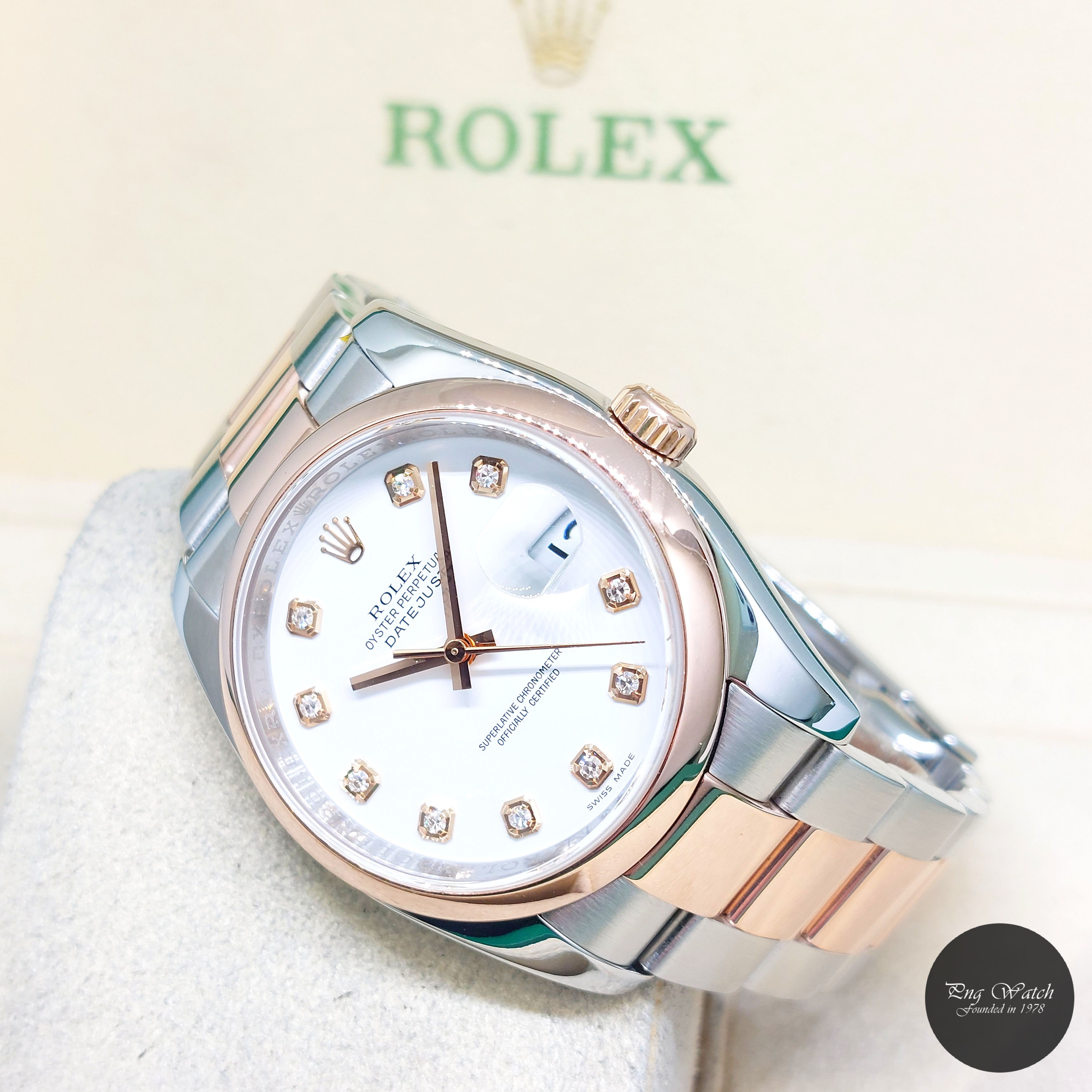 Rolex 36mm 18K Half RG White Diamonds Dial Datejust REF: 116201 (V Series)