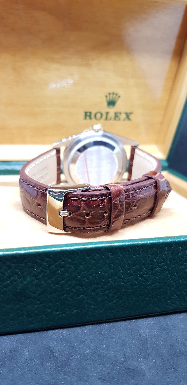 Thumbnail: Rolex 18K Half Gold Champagne Diamonds Datejust in Leather Strap REF: 16233