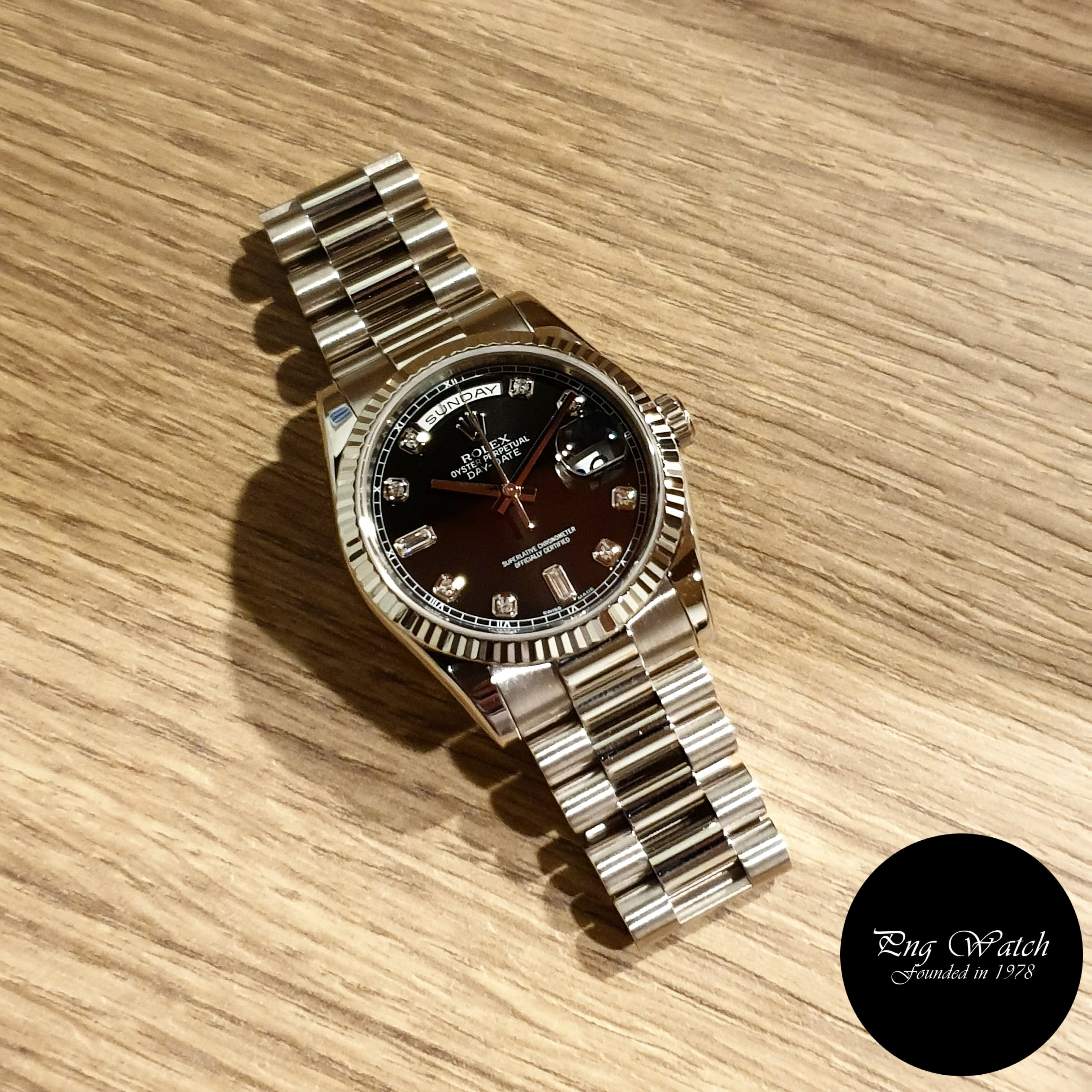 Rolex Oyster Perpetual 18K White Gold Black Diamonds Day-Date REF: 118239 (2)