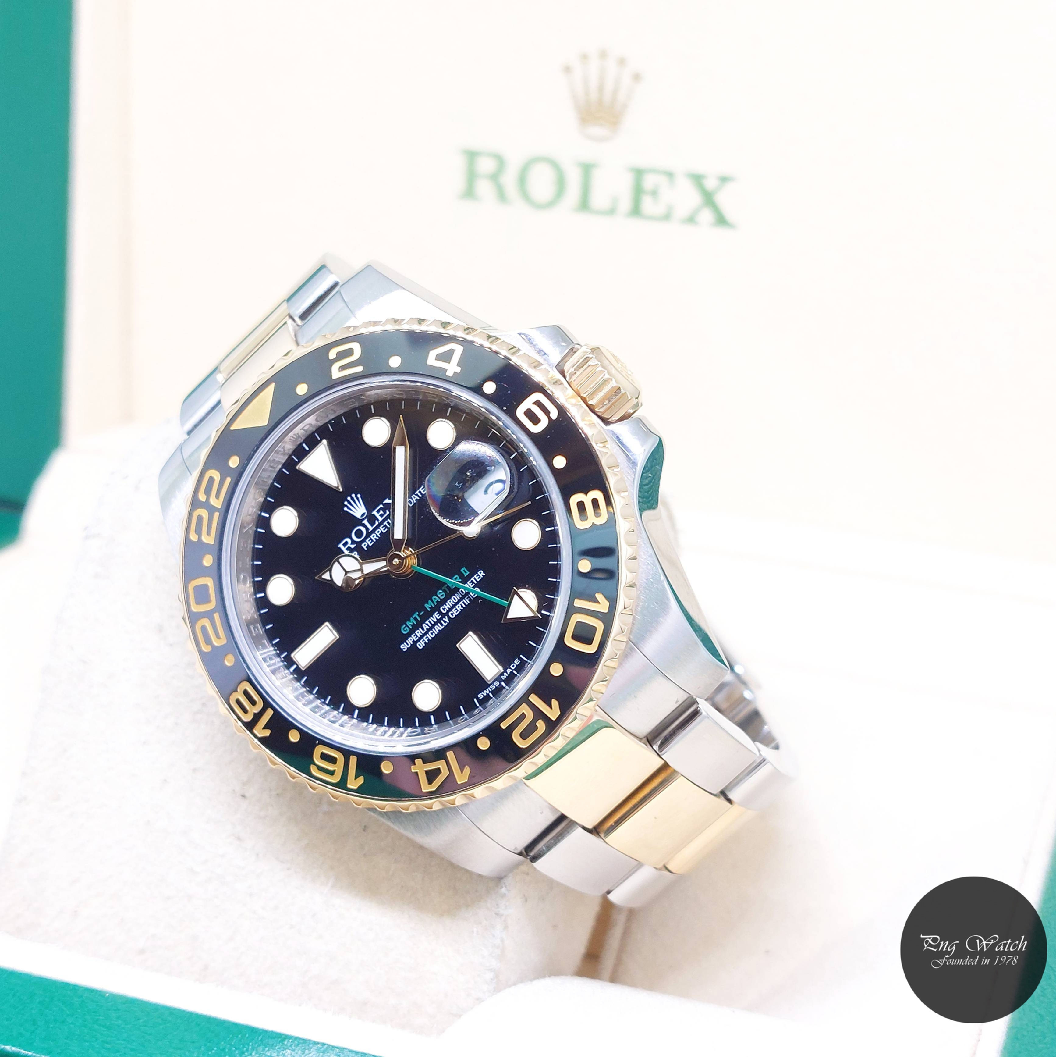 Rolex 40mm 18K Half Yellow Gold Ceramic Bezel Black GMT Master 2 REF: 116713LN