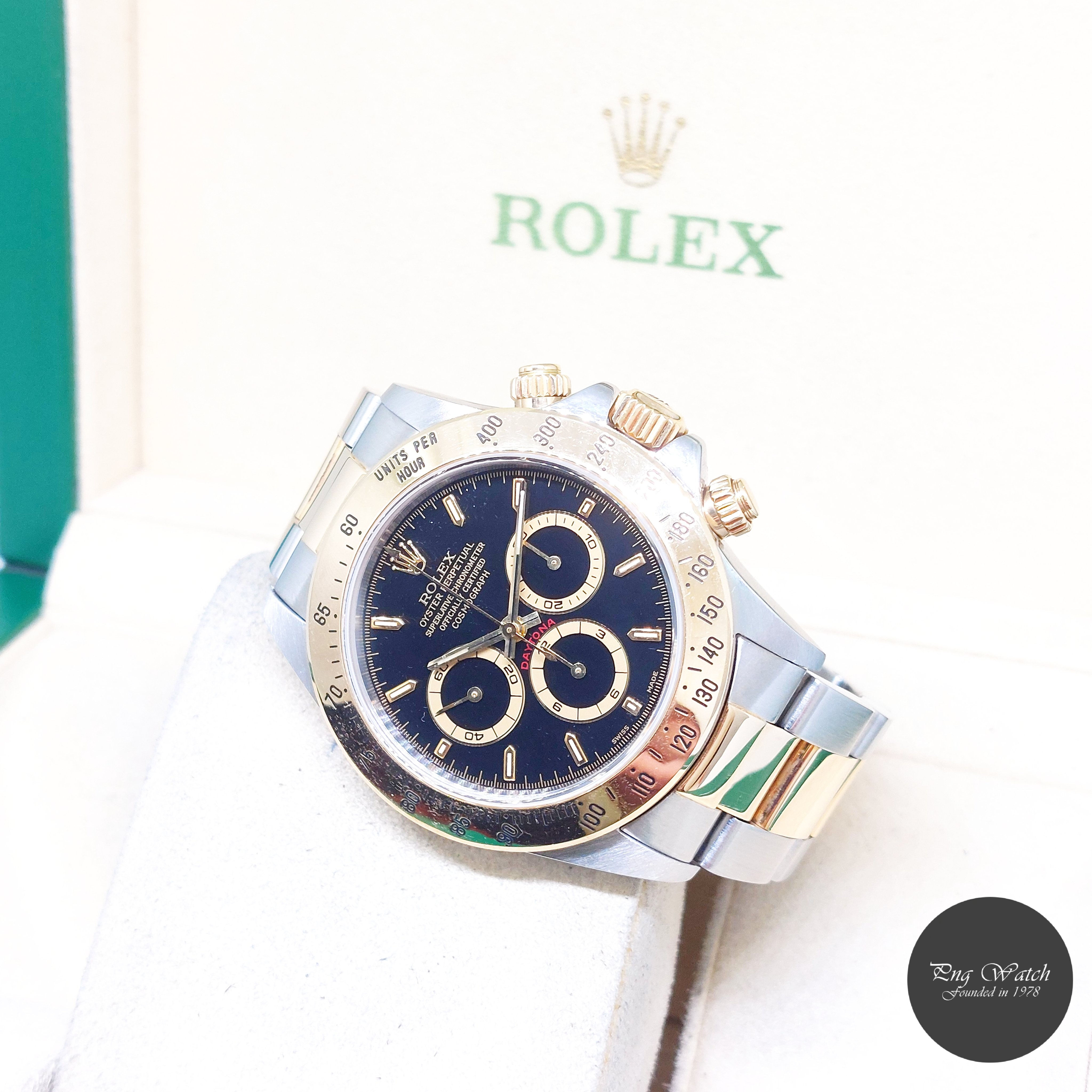 Rolex 40mm 18K Half Yellow Gold Black Indexes Dial "Zenith" Daytona REF: 16523