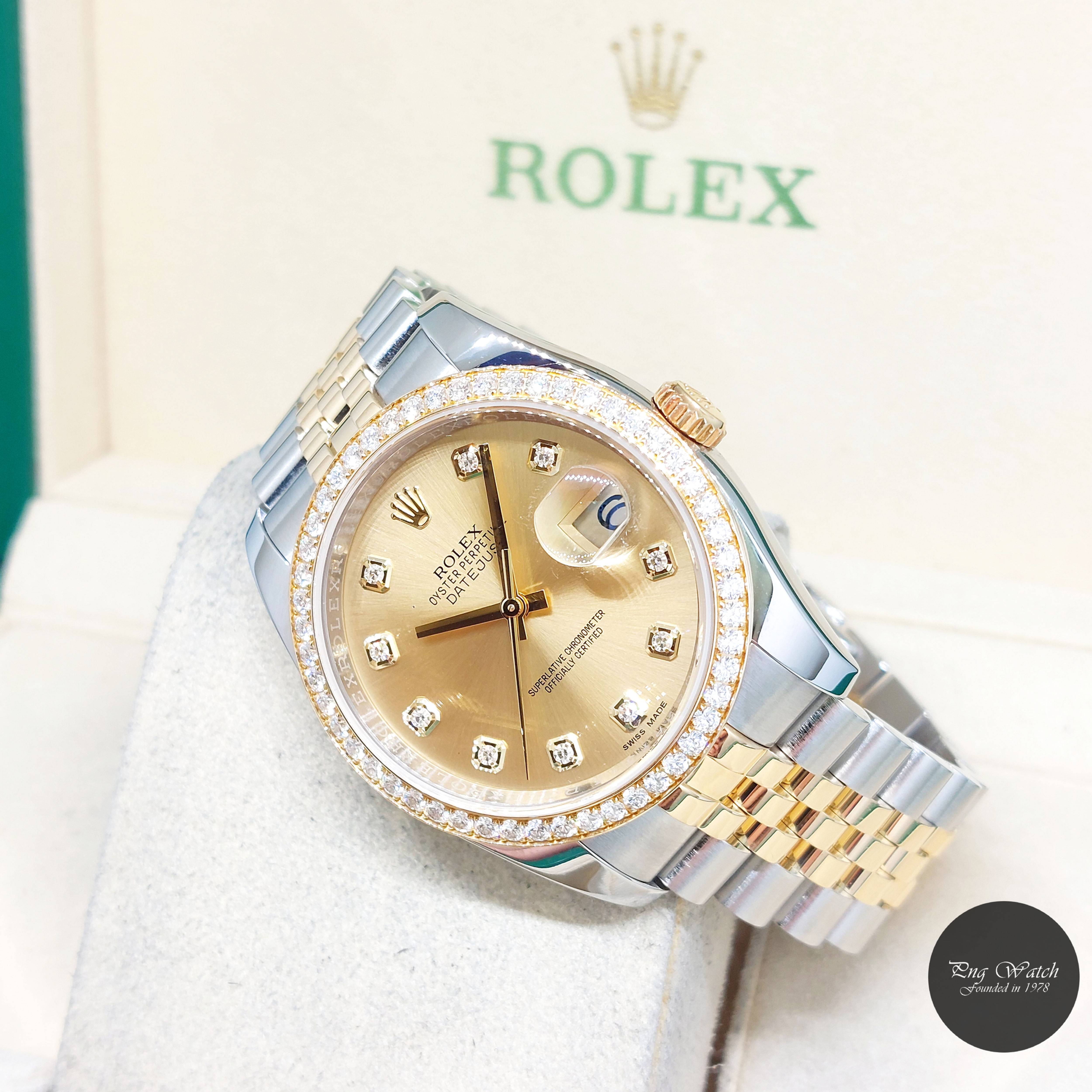 Rolex 36mm 18K Half YG Champagne Diamonds Dial & Bezel Datejust REF: 116243 (17)