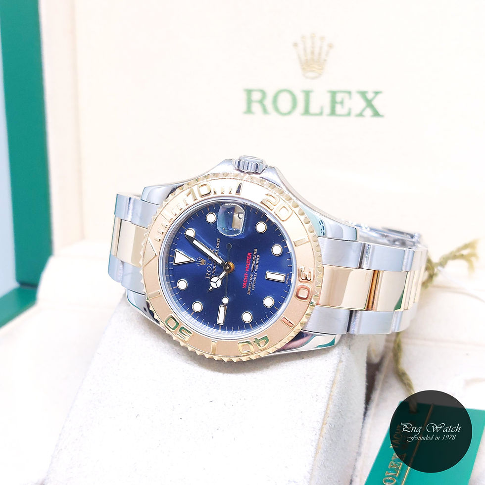 Thumbnail: Rolex 35mm Oyster Perpetual 18K Half Yellow Gold Blue Yachtmaster REF: 68623 (A)