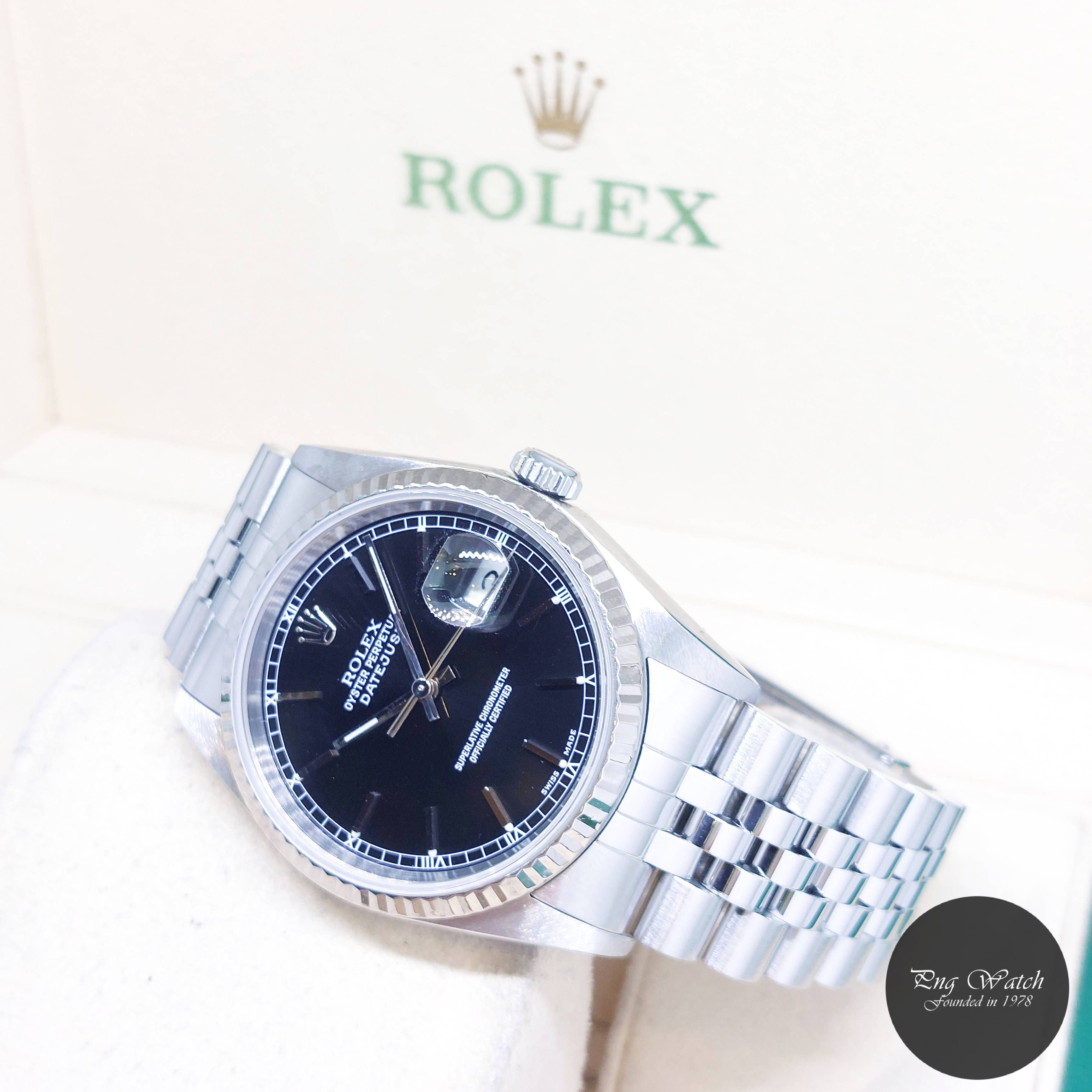 Rolex 36mm Oyster Perpetual Black Sticks Dial Datejust REF: 16234 (F Series)