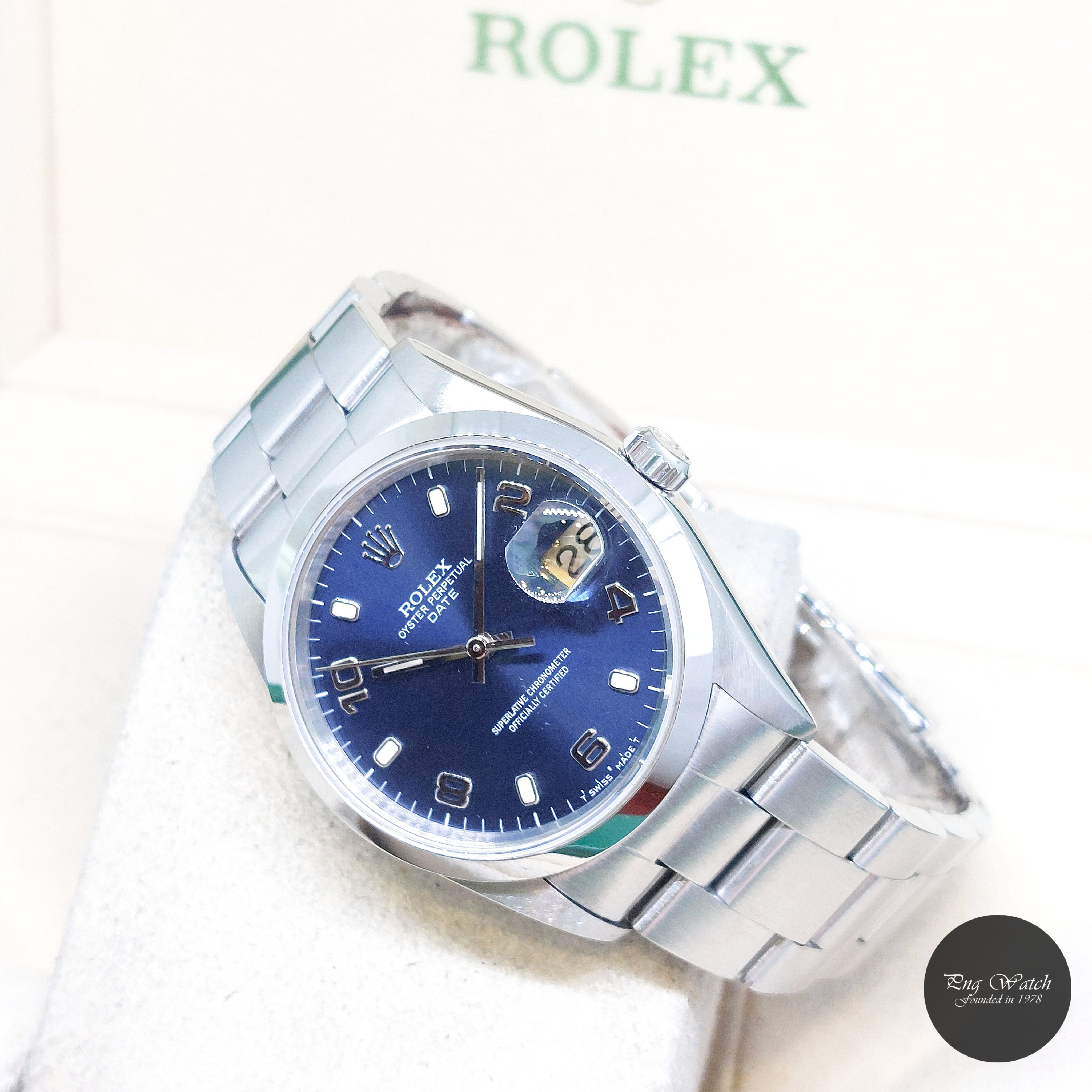 Rolex 34mm Blue Dial Oyster Perpetual Date REF: 15200 (S Series)
