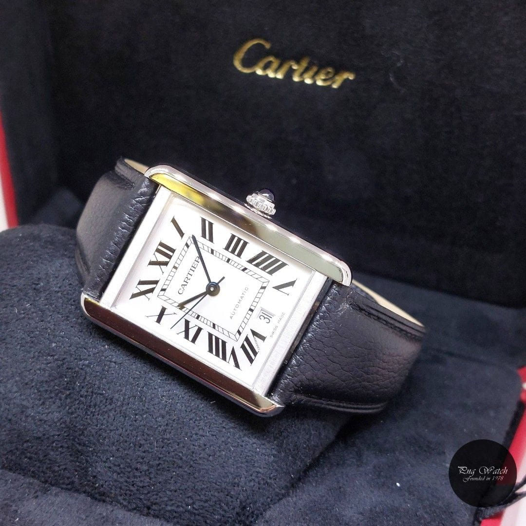 Cartier 31mm X 41mm Silver Roman Dial Auto Tank Solo REF: W5200027 (Box & Cert)