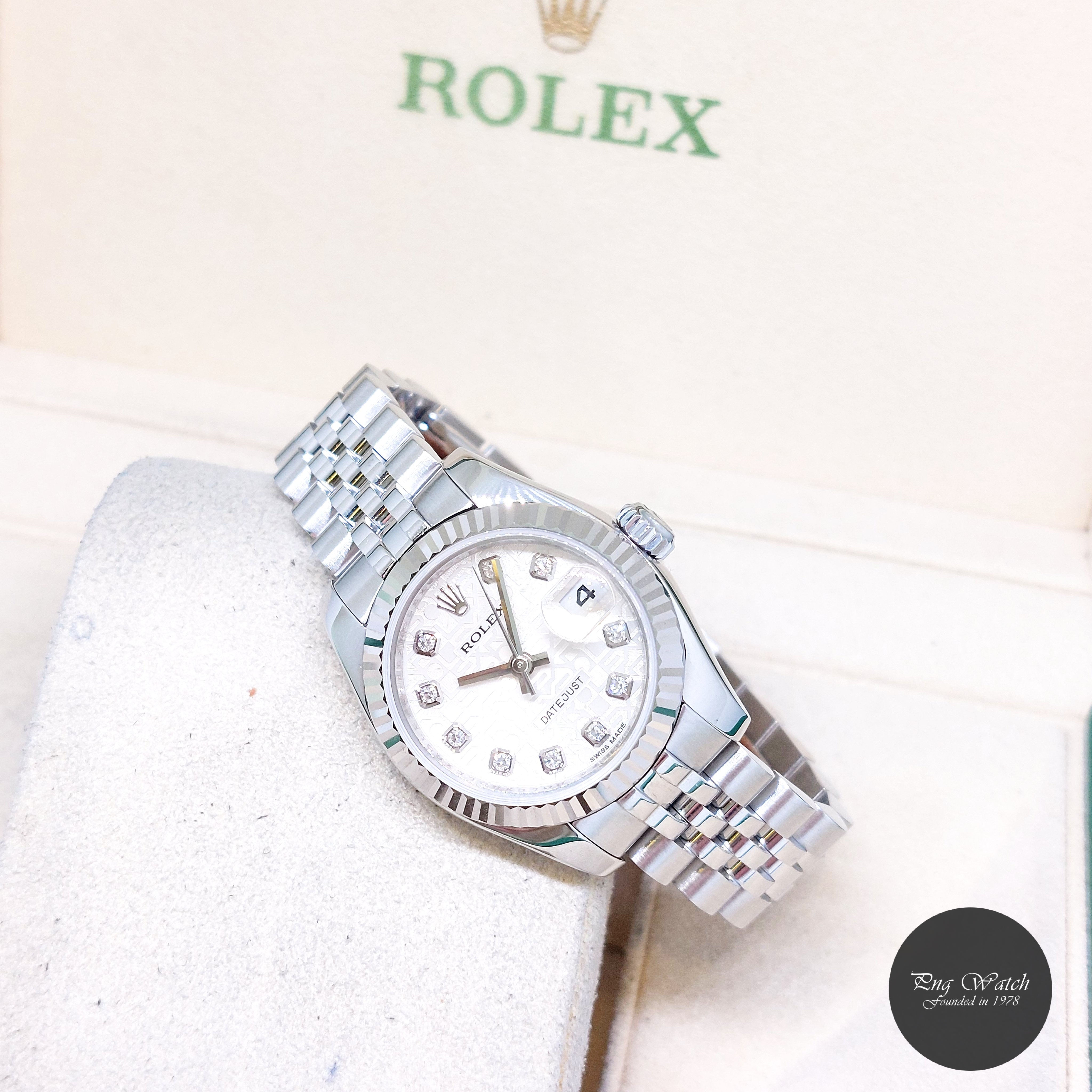 Rolex 26mm Oyster Perpetual Silver Jubilee Diamonds Datejust REF: 179174 (Z39)