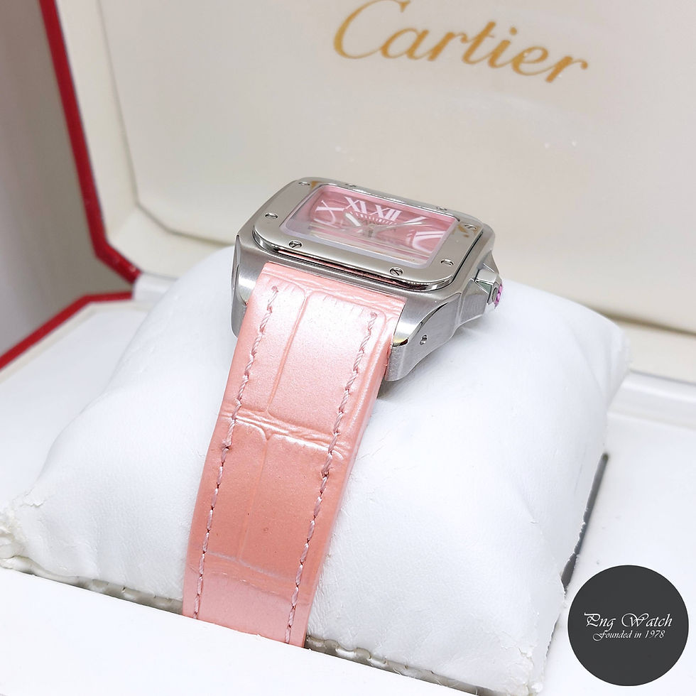 Thumbnail: Cartier 35.6mm x 44.2mm Pink Roman Dial Medium Santos 100 REF: W20133X8 (B & C)