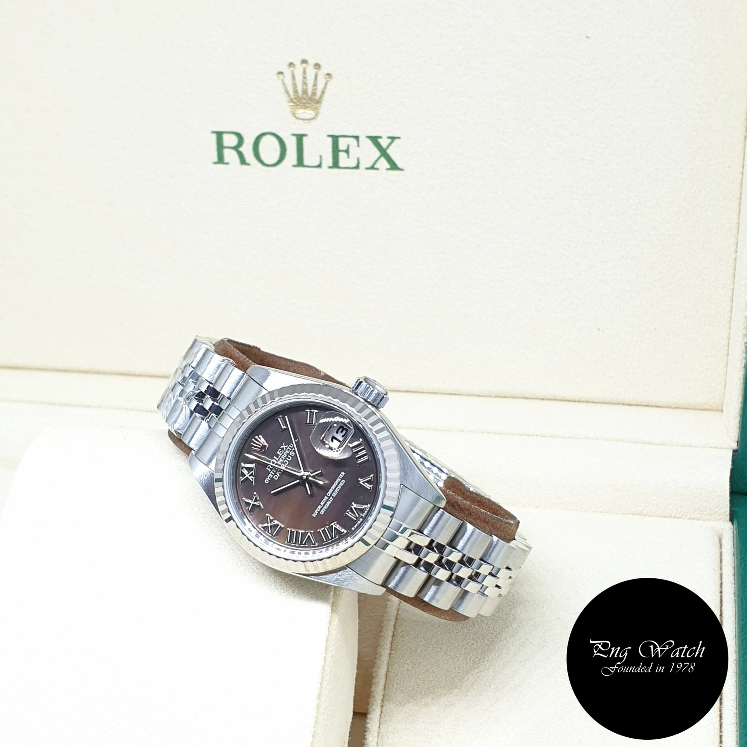 Rolex Oyster Perpetual 26mm Steel Black MOP Lady Datejust REF: 79174 (2002)