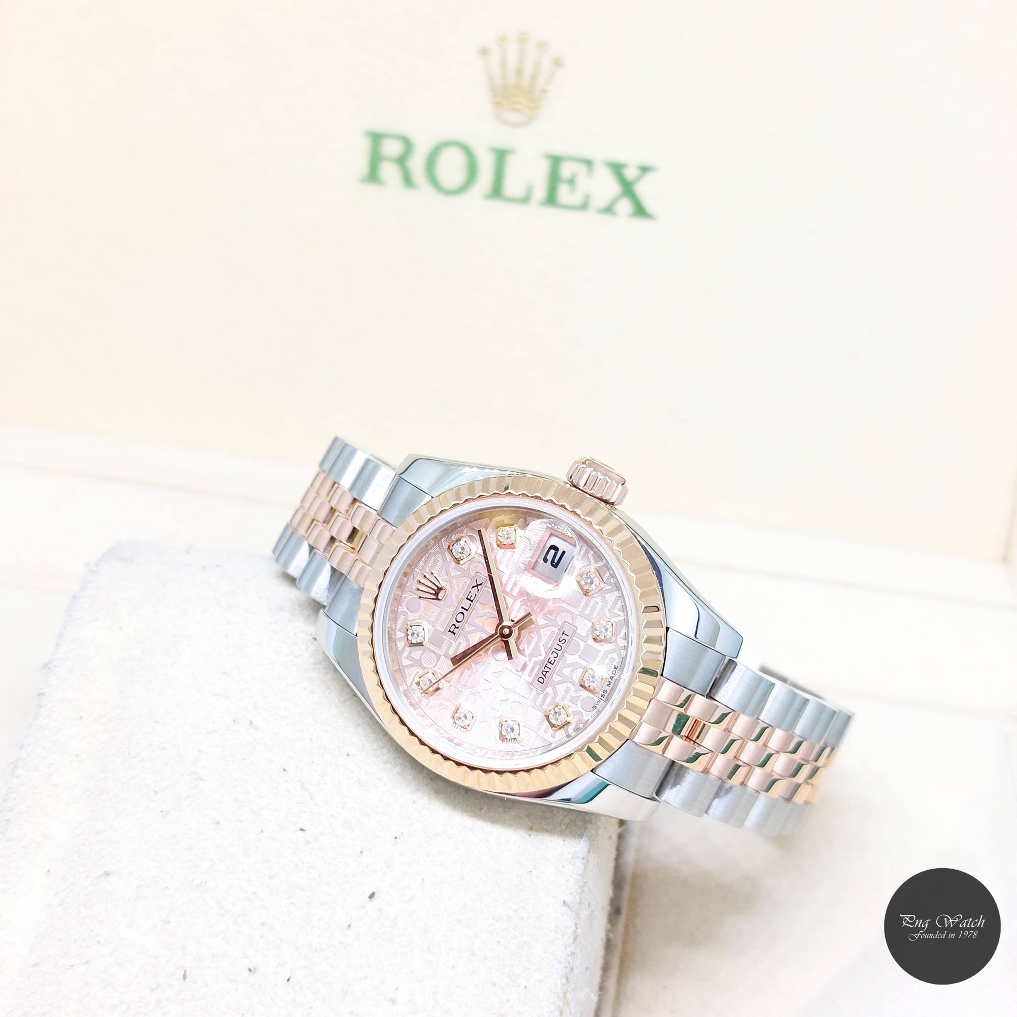 Rolex 26mm 18K Half RG Pink Jubilee Diamonds Dial Datejust REF: 179171 (V)