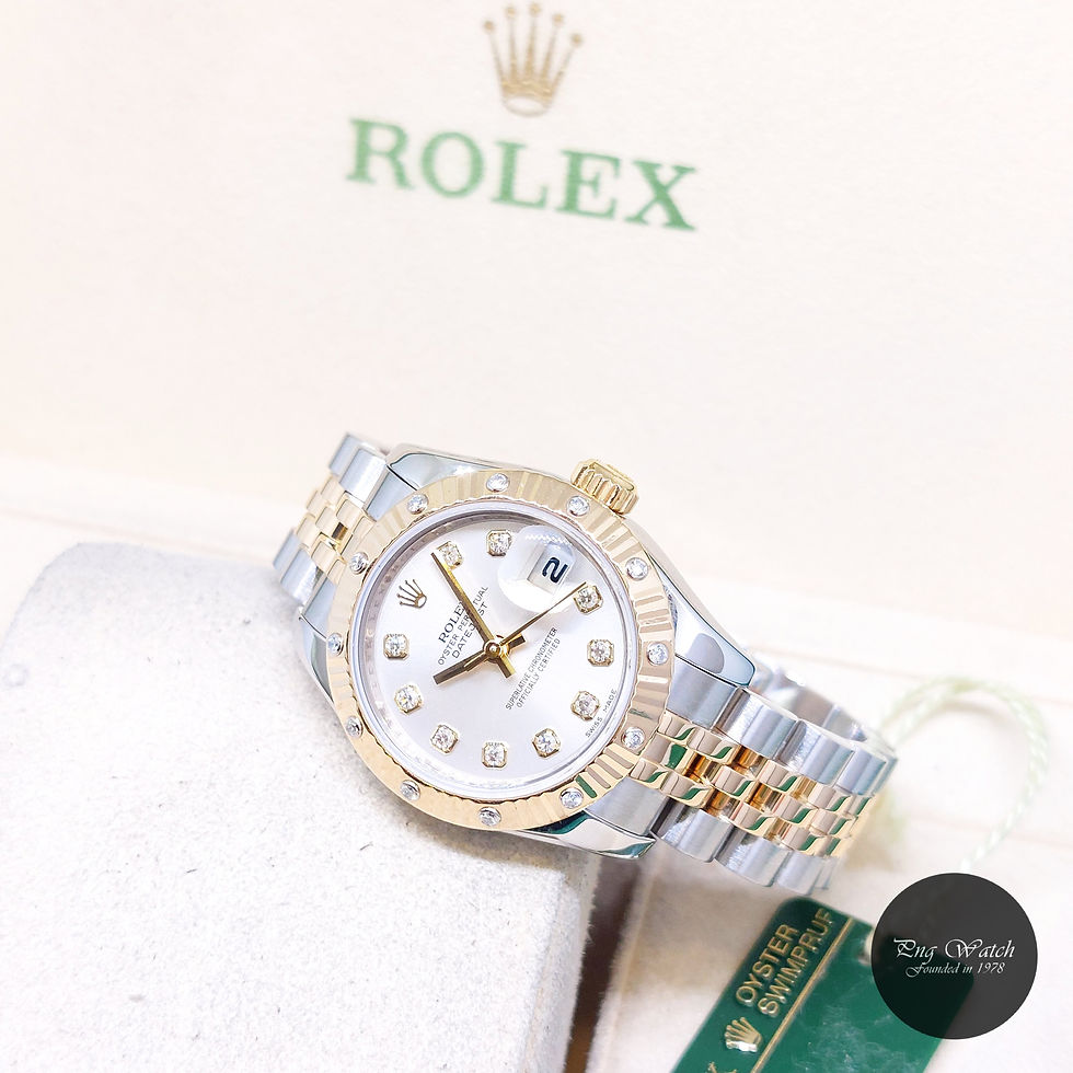 Thumbnail: Rolex 26mm 18K Half YG Factory Silver Diamonds Dial & Bezel Datejust REF: 179313