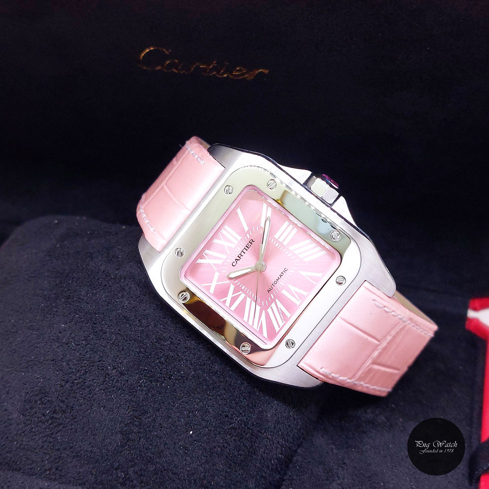 Thumbnail: Cartier 35.6mm x 44.2mm Pink Roman Dial Medium Santos 100 REF: W20133X8 (2011)